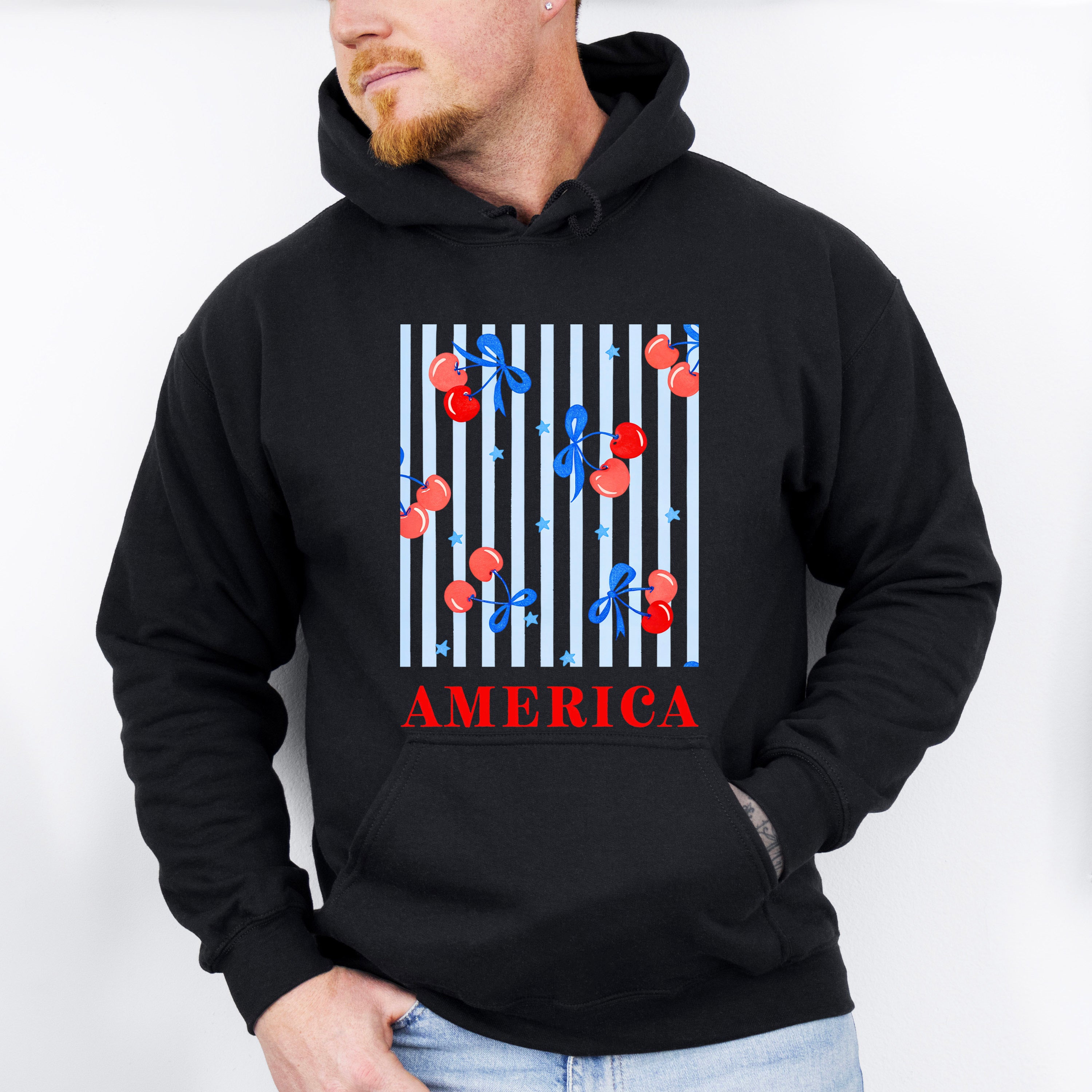 America Cherry Ribbons - 4th Of July Unisex Crewneck T-Shirt Sweatshirt Hoodie