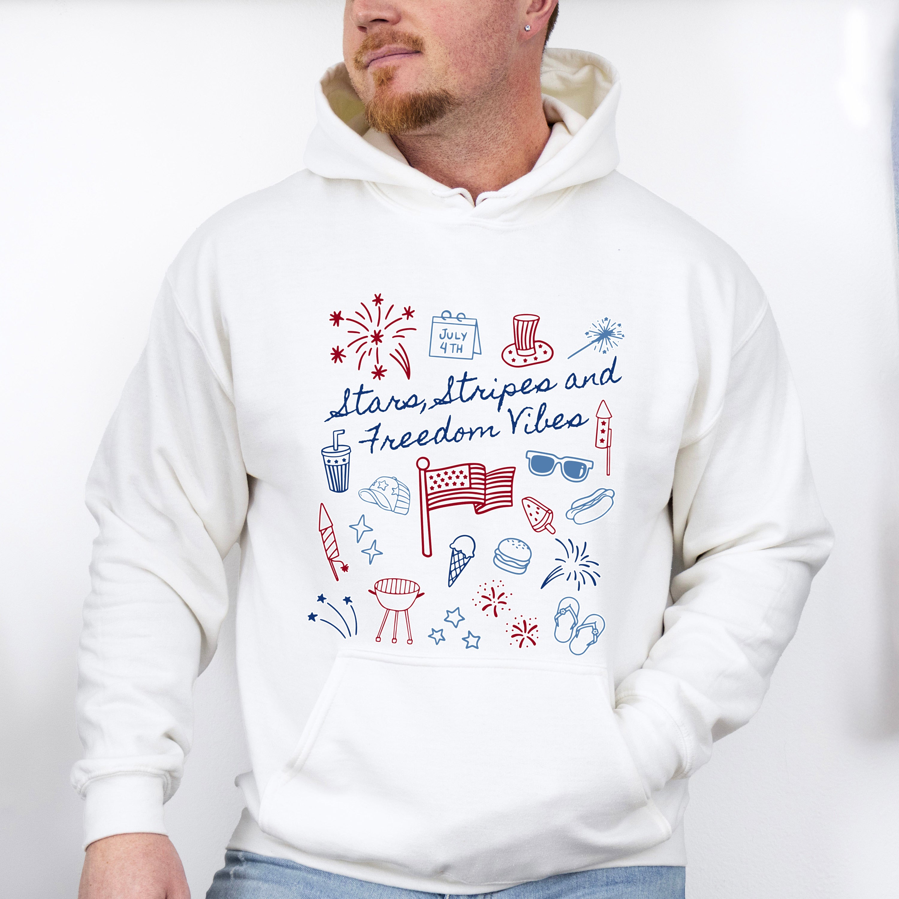 Stars, Stripes and Freedom Vibes - 4th Of July Unisex Crewneck T-Shirt Sweatshirt Hoodie