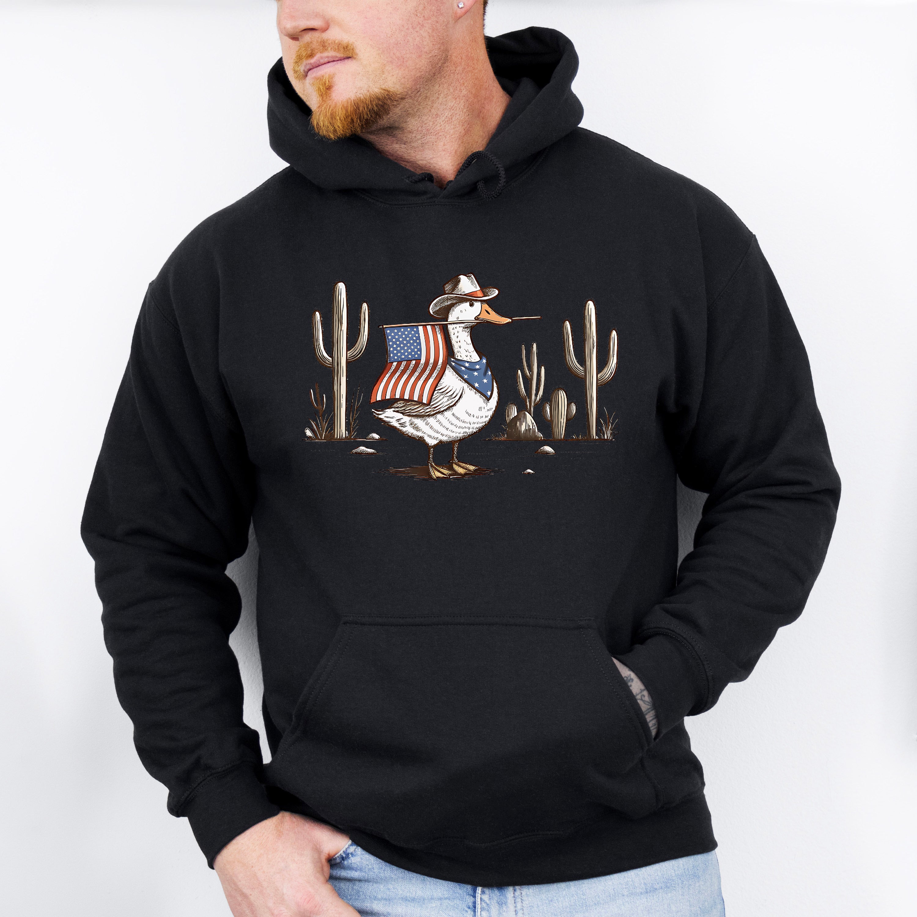 Duck Carrying US Flag - 4th Of July Unisex Crewneck T-Shirt Sweatshirt Hoodie