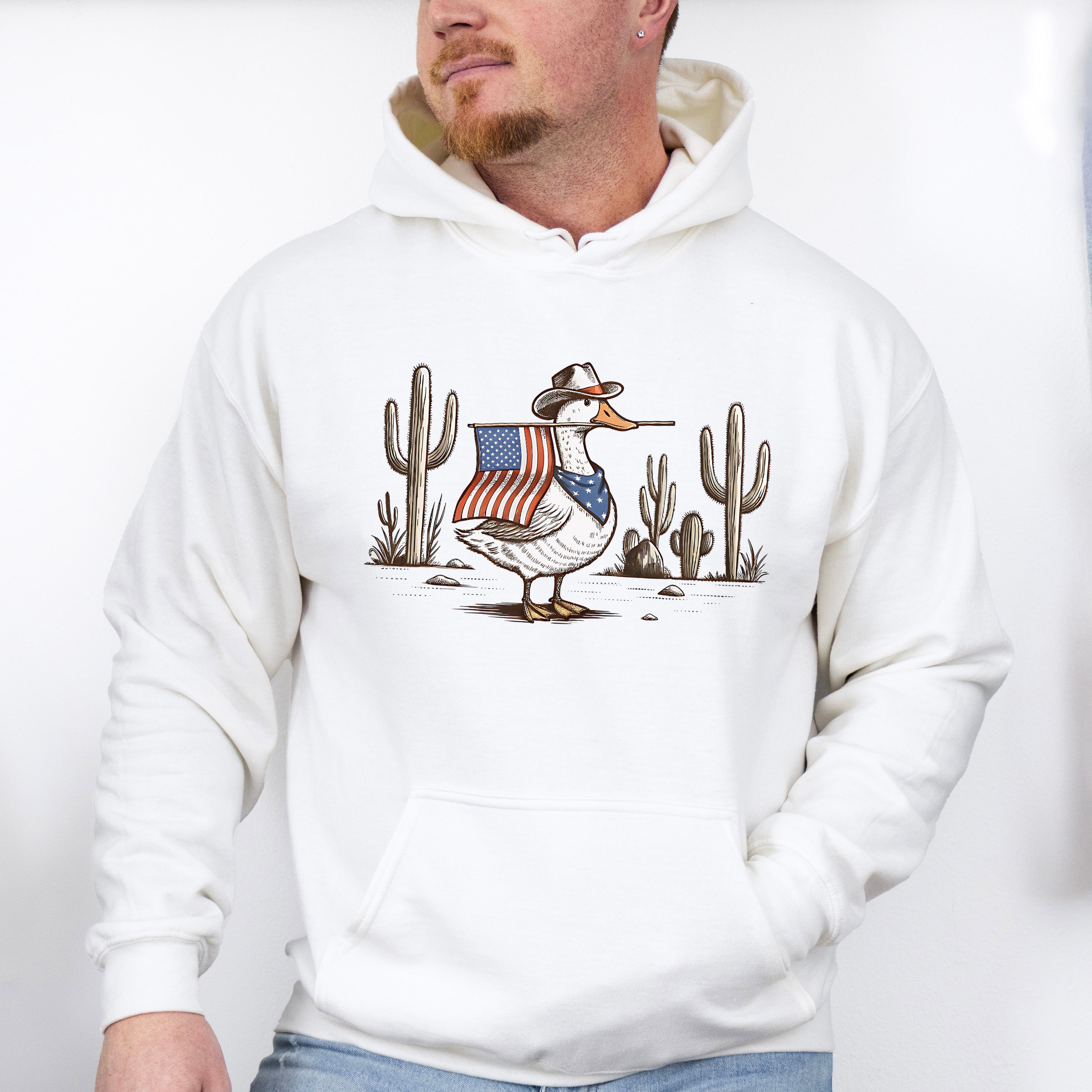 Duck Carrying US Flag - 4th Of July Unisex Crewneck T-Shirt Sweatshirt Hoodie