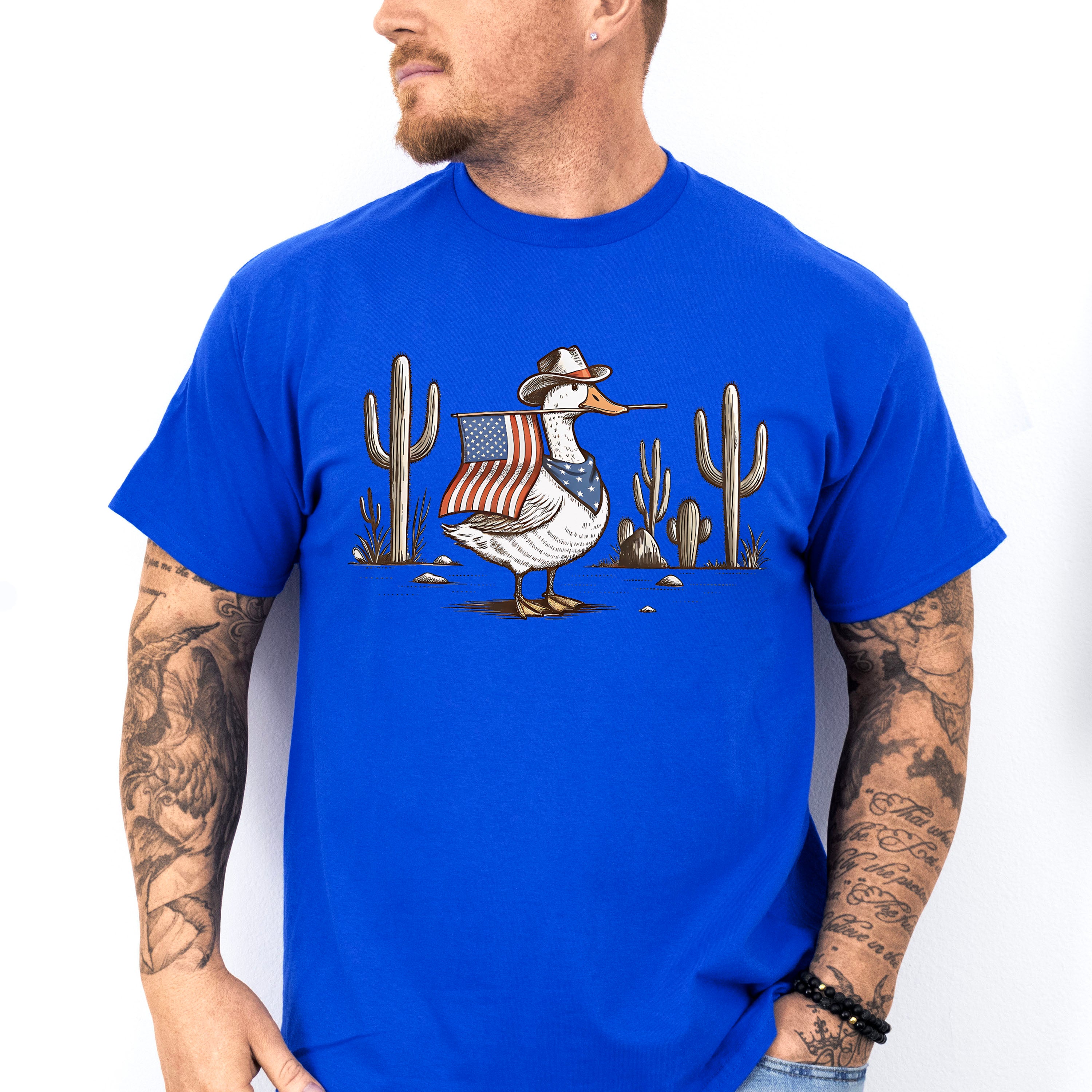 Duck Carrying US Flag - 4th Of July Unisex Crewneck T-Shirt Sweatshirt Hoodie