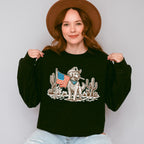Cowboy Dog US Flag - 4th Of July Unisex Crewneck T-Shirt Sweatshirt Hoodie