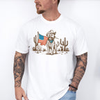 Cowboy Dog US Flag - 4th Of July Unisex Crewneck T-Shirt Sweatshirt Hoodie