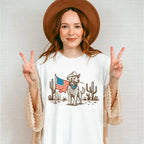 Cowboy Dog US Flag - 4th Of July Unisex Crewneck T-Shirt Sweatshirt Hoodie