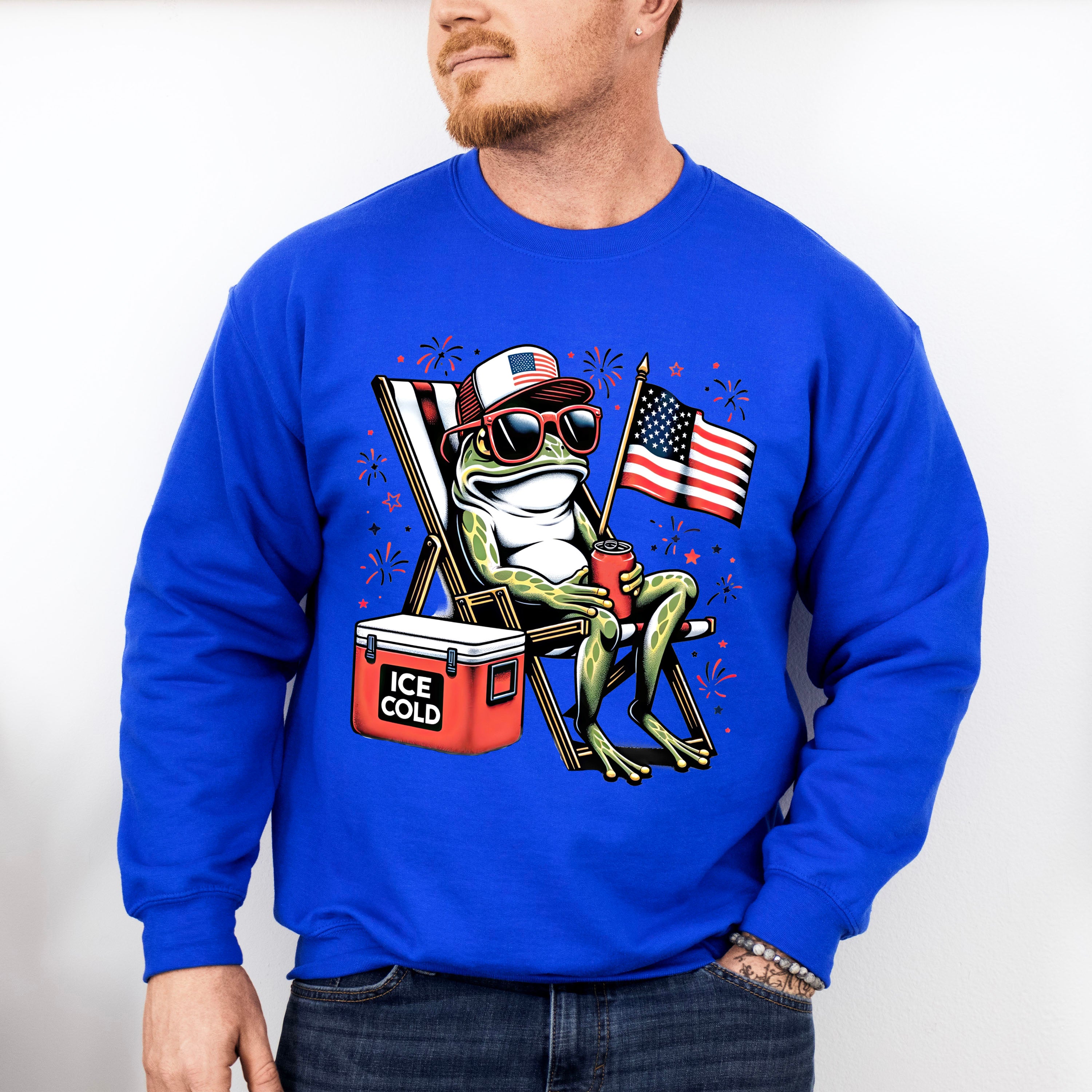 Frog Ice Cold Beer - 4th Of July Unisex Crewneck T-Shirt Sweatshirt Hoodie