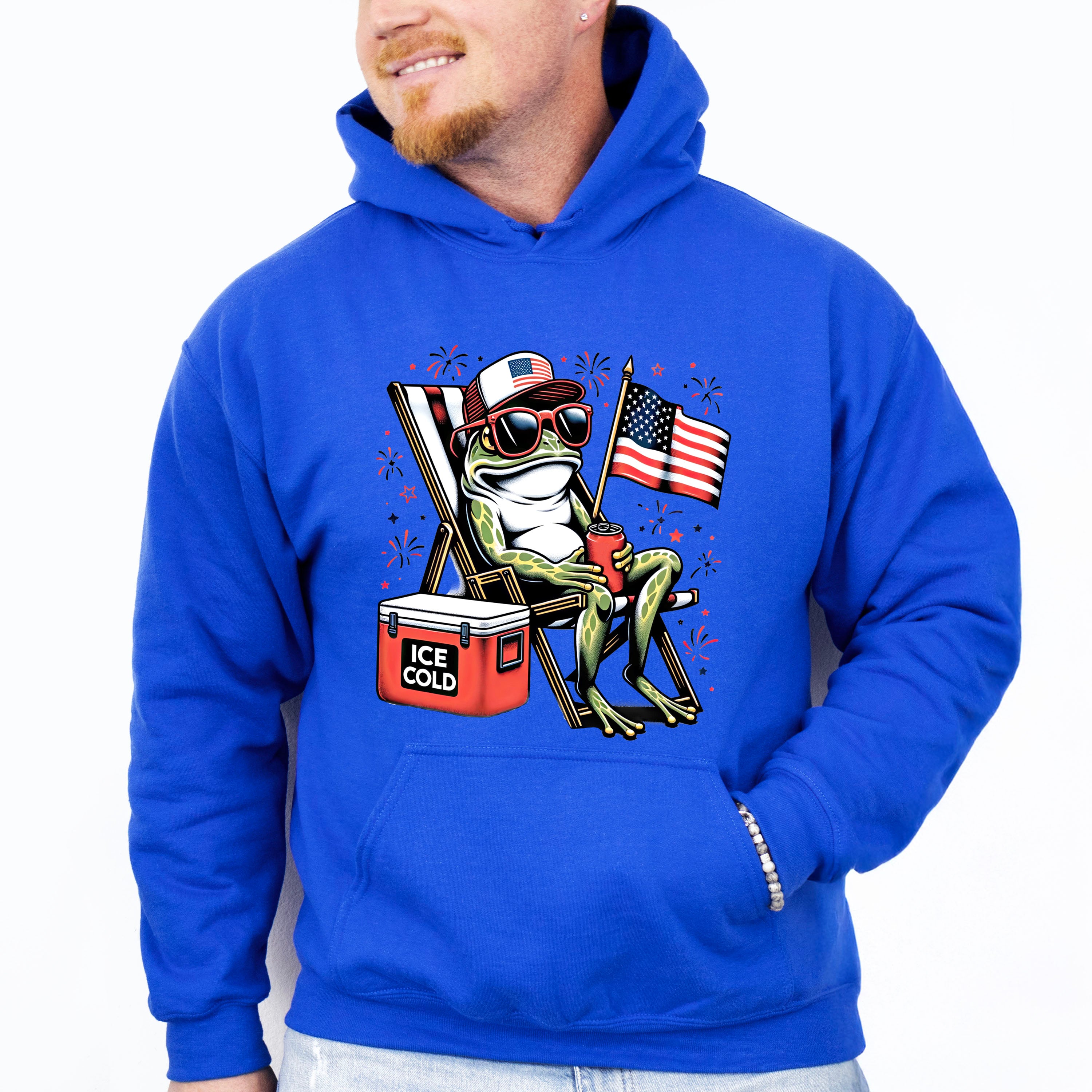 Frog Ice Cold Beer - 4th Of July Unisex Crewneck T-Shirt Sweatshirt Hoodie