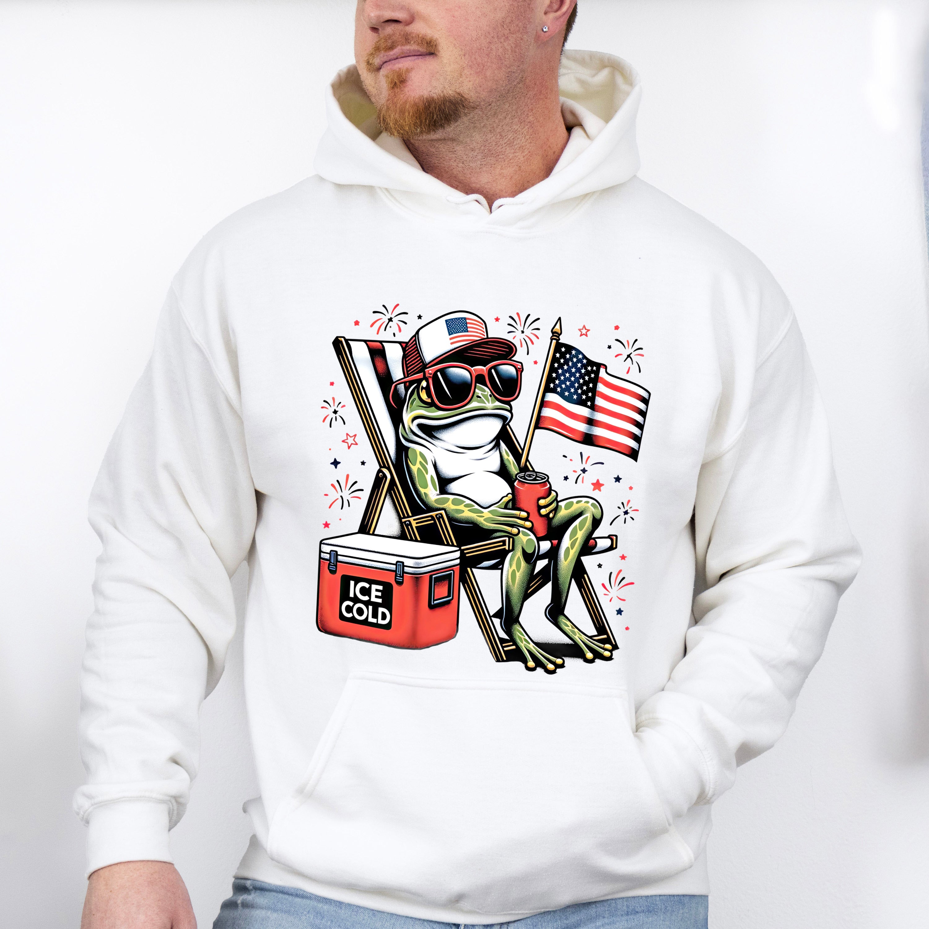 Frog Ice Cold Beer - 4th Of July Unisex Crewneck T-Shirt Sweatshirt Hoodie