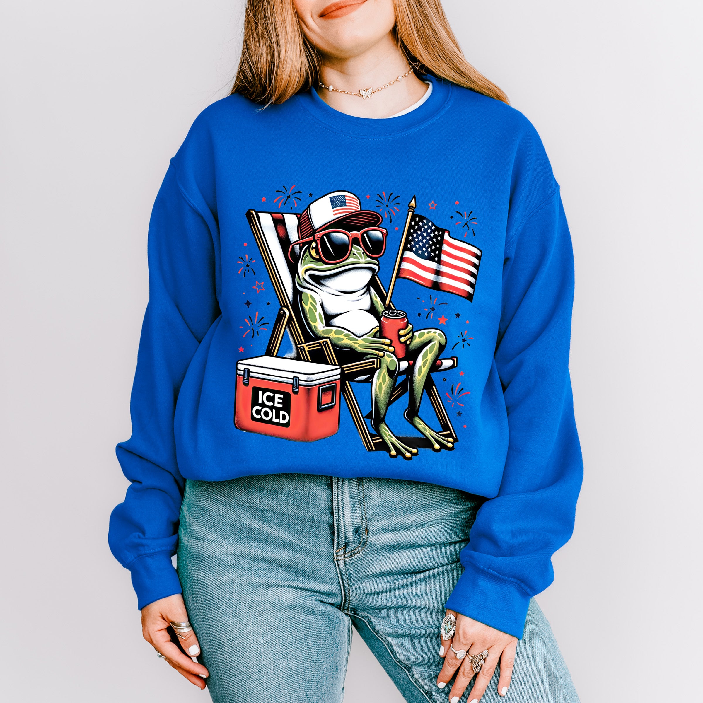 Frog Ice Cold Beer - 4th Of July Unisex Crewneck T-Shirt Sweatshirt Hoodie