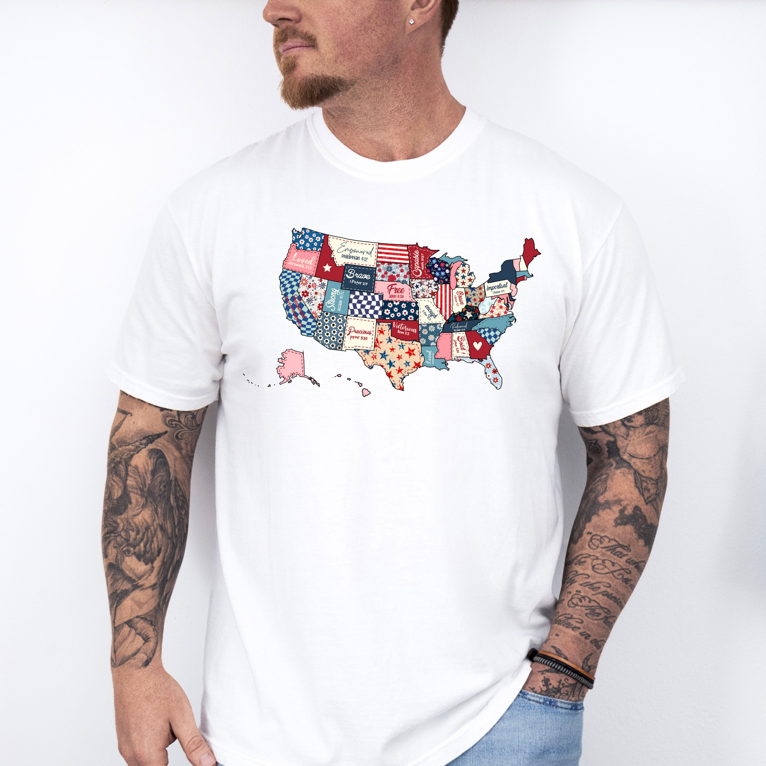 US Map Bible Quotes - 4th Of July Unisex Crewneck T-Shirt Sweatshirt Hoodie