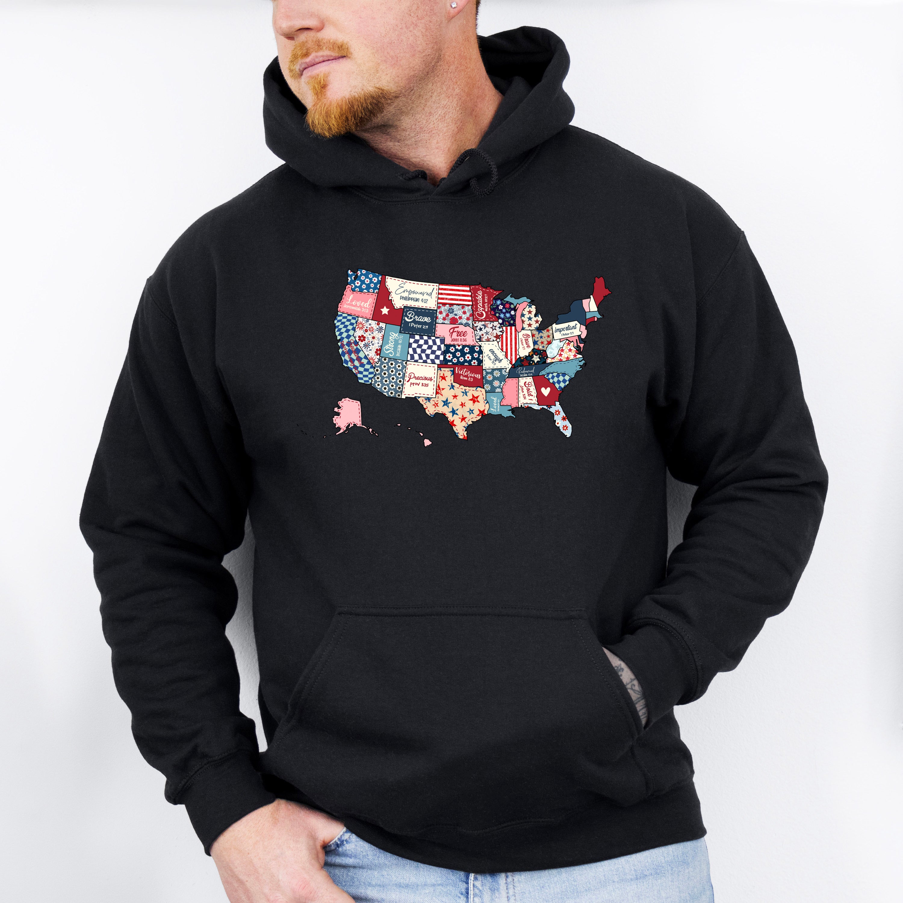 US Map Bible Quotes - 4th Of July Unisex Crewneck T-Shirt Sweatshirt Hoodie