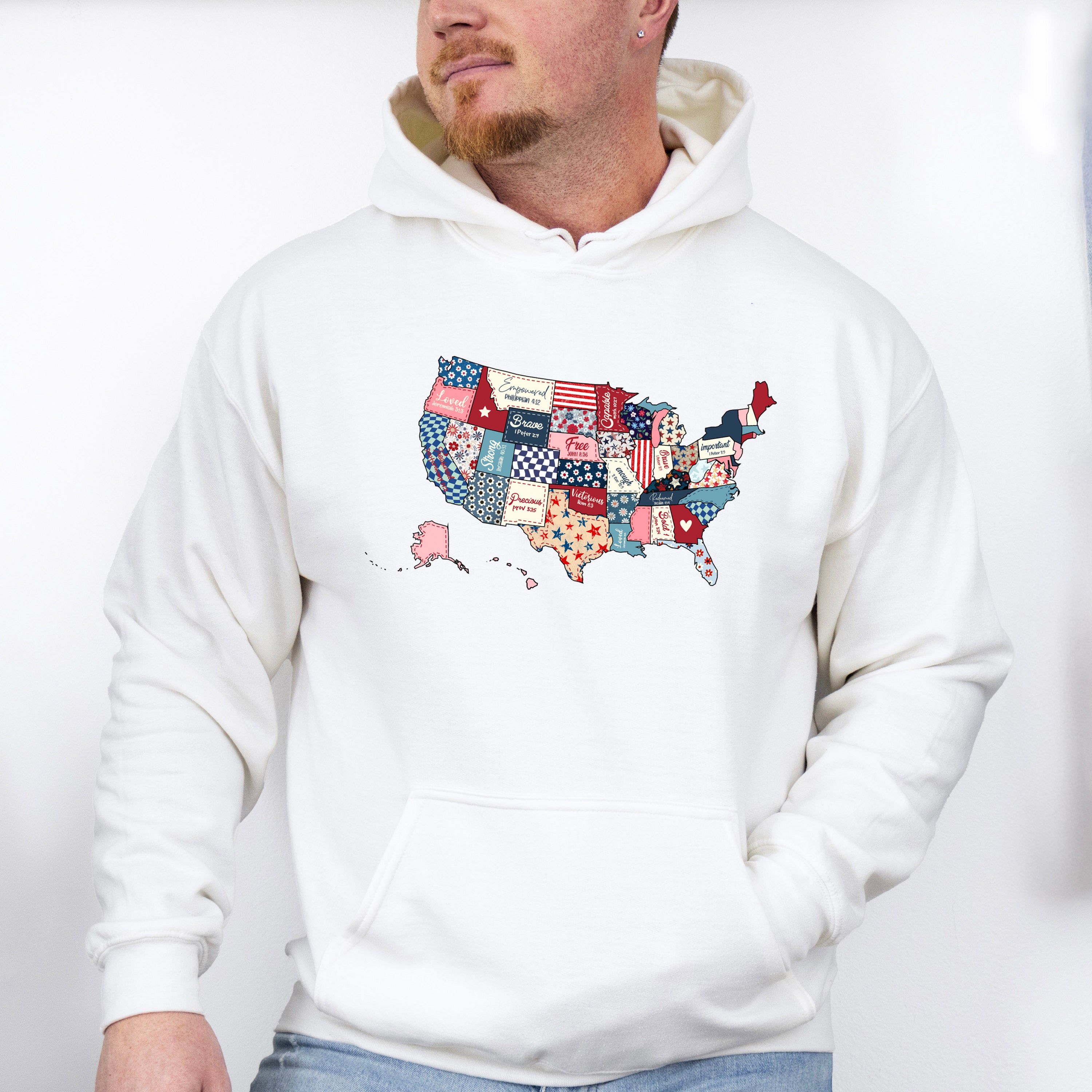 US Map Bible Quotes - 4th Of July Unisex Crewneck T-Shirt Sweatshirt Hoodie