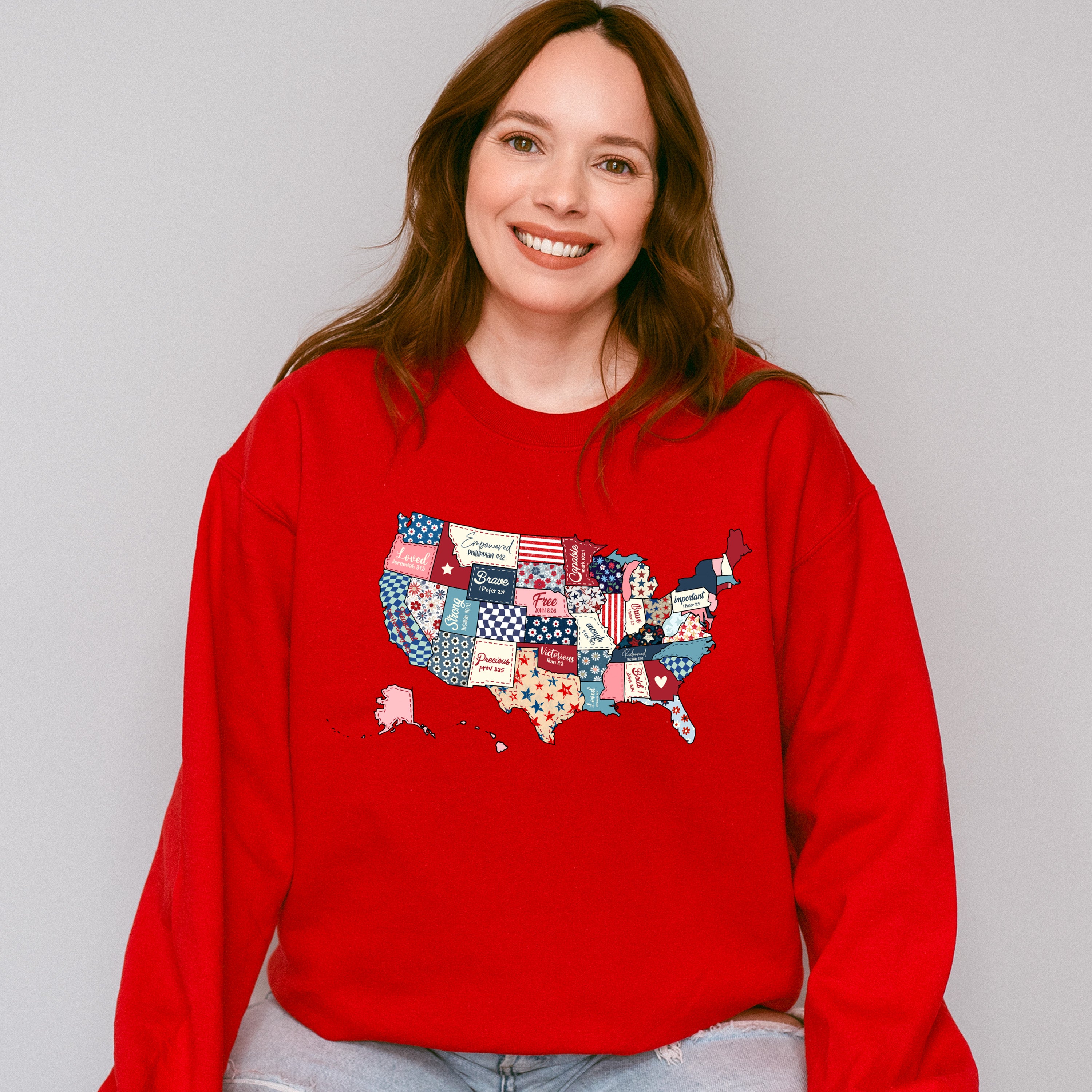 US Map Bible Quotes - 4th Of July Unisex Crewneck T-Shirt Sweatshirt Hoodie