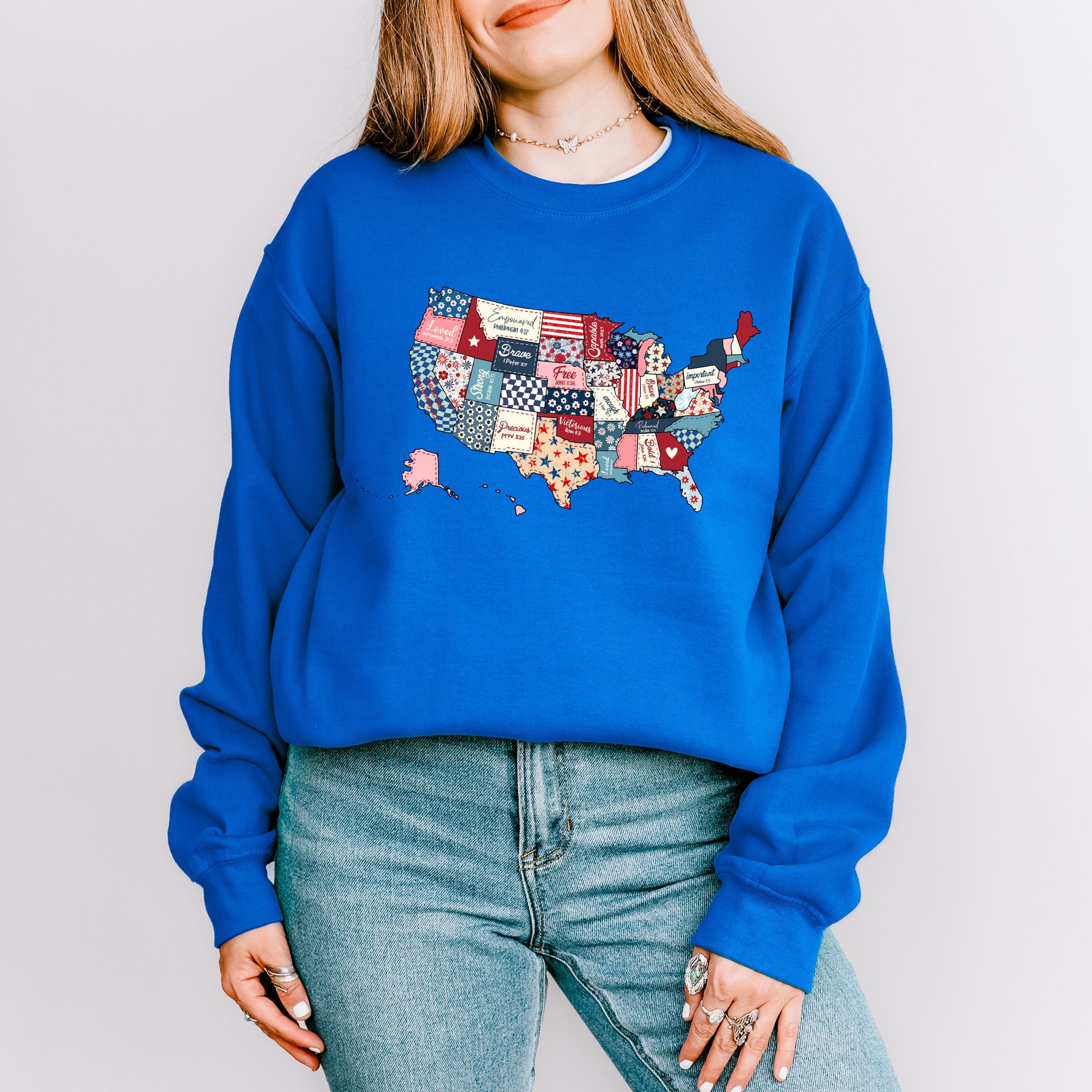 US Map Bible Quotes - 4th Of July Unisex Crewneck T-Shirt Sweatshirt Hoodie
