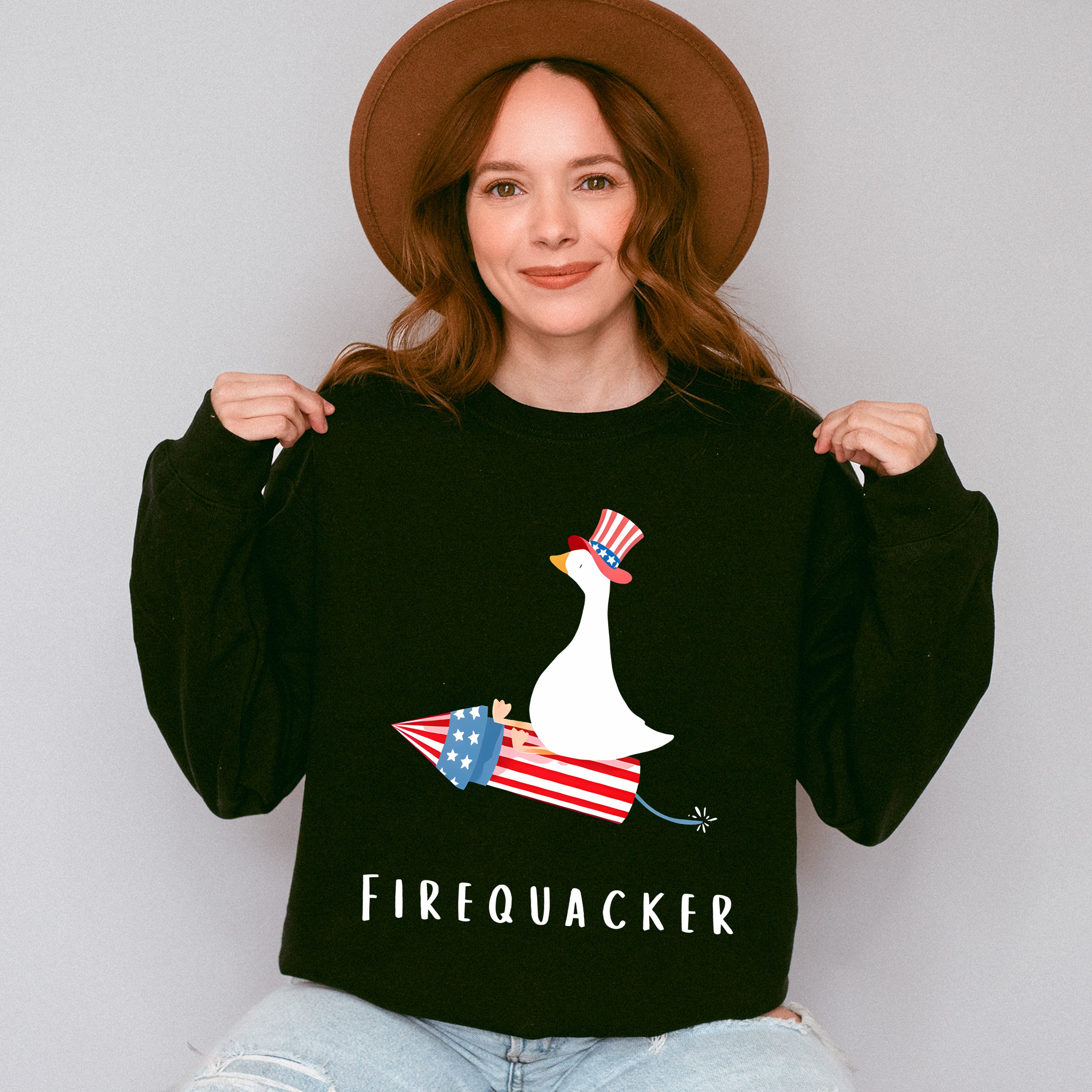 Firequacker Duck Design - 4th Of July Unisex Crewneck T-Shirt Sweatshirt Hoodie