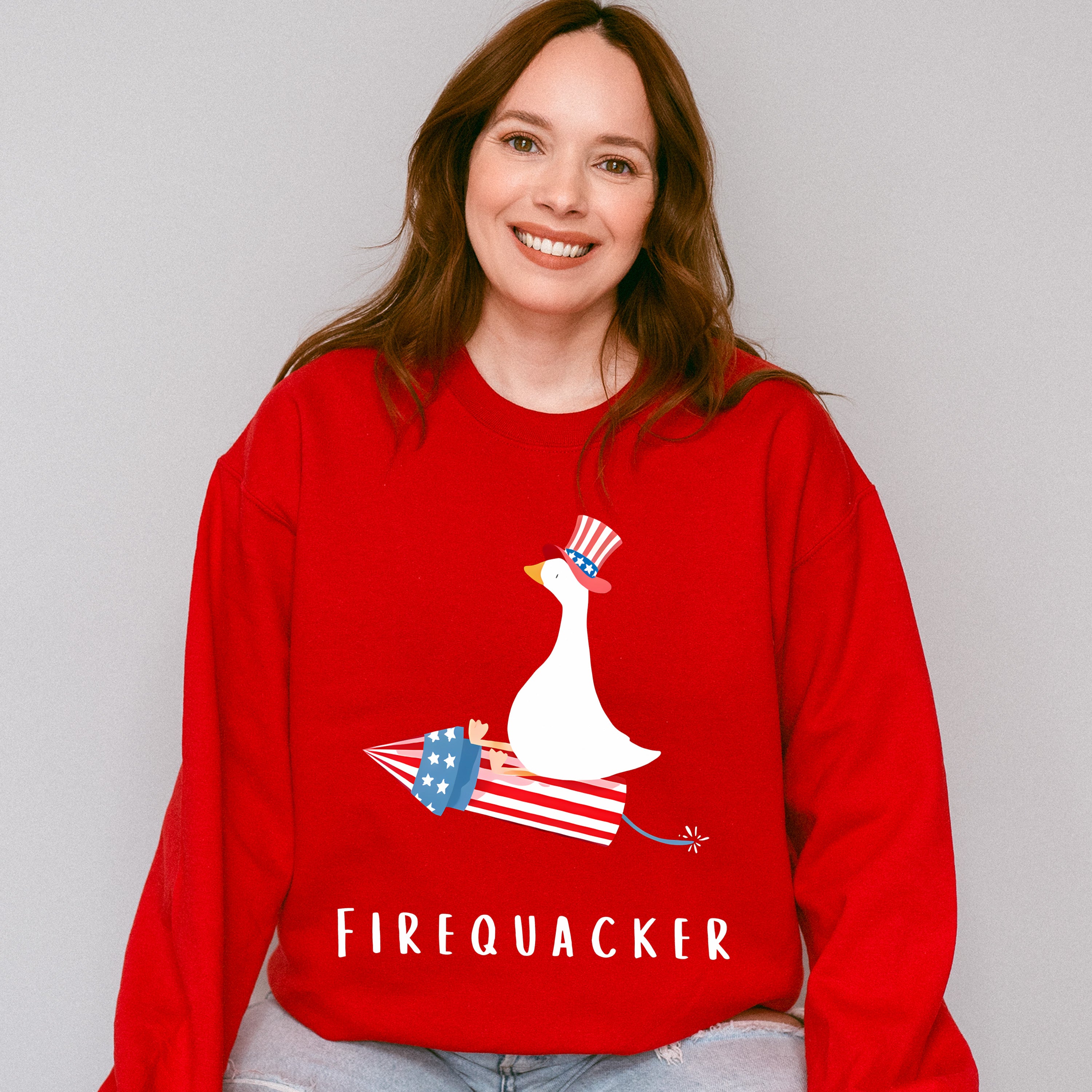 Firequacker Duck Design - 4th Of July Unisex Crewneck T-Shirt Sweatshirt Hoodie