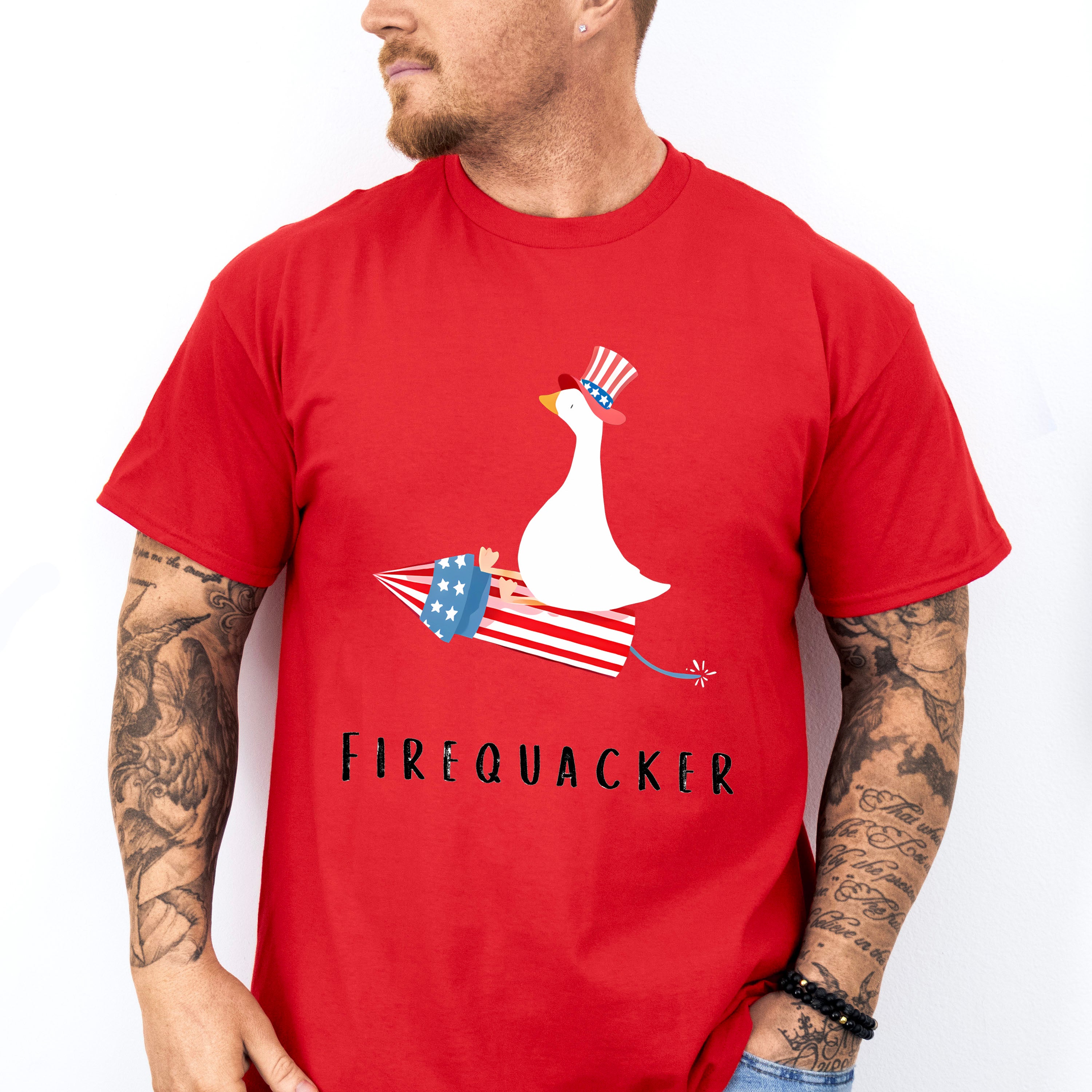 Firequacker Duck Design - 4th Of July Unisex Crewneck T-Shirt Sweatshirt Hoodie