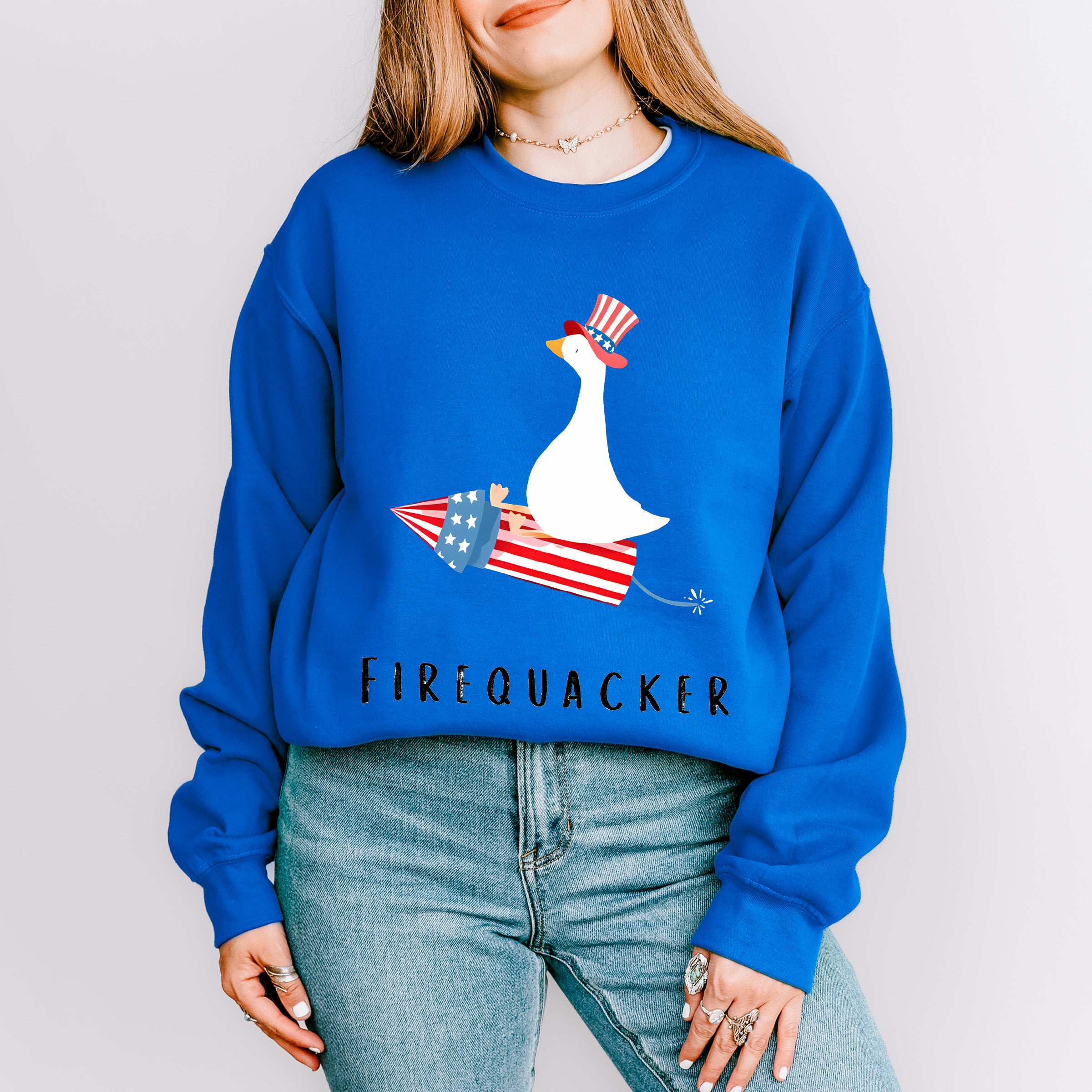 Firequacker Duck Design - 4th Of July Unisex Crewneck T-Shirt Sweatshirt Hoodie