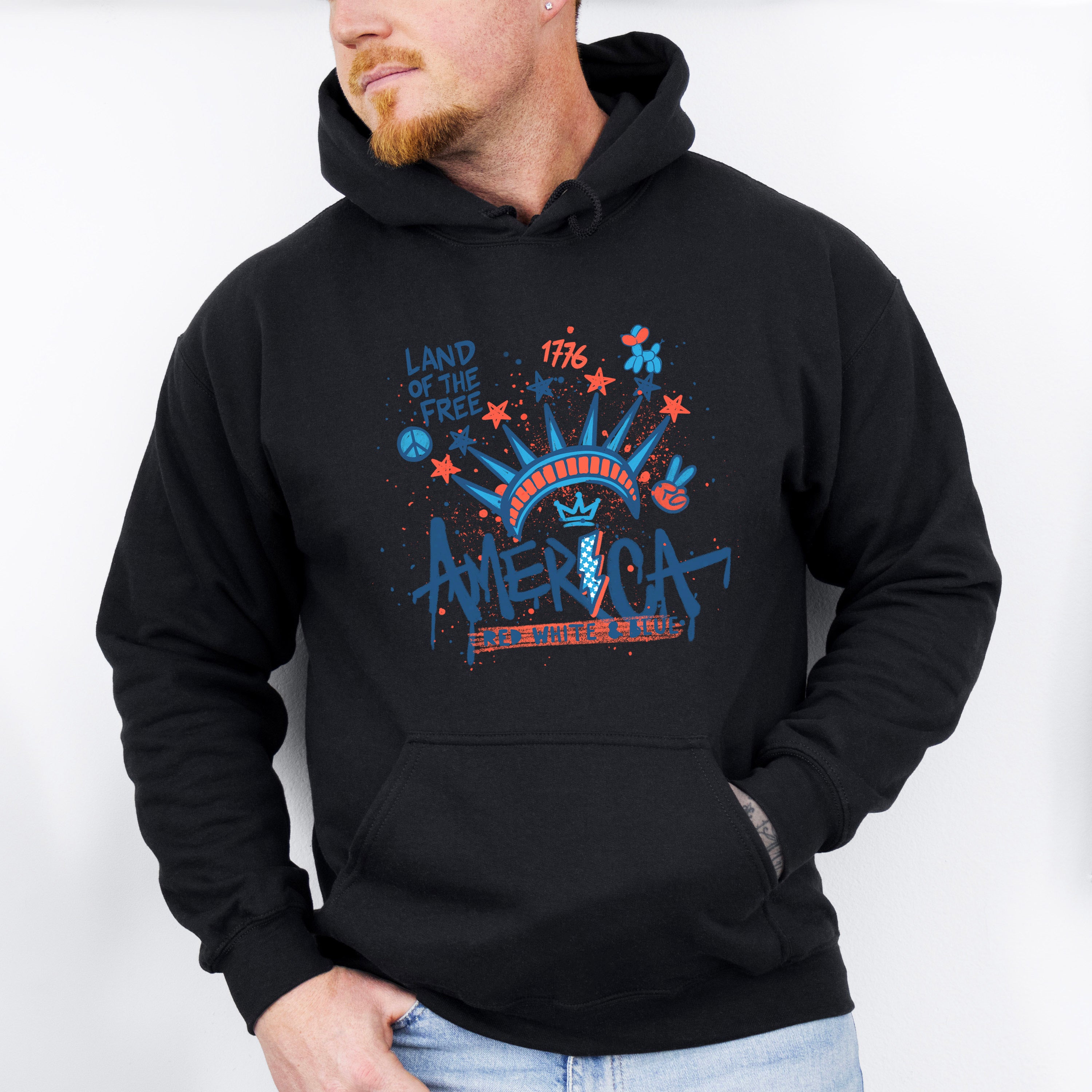 Land Of The Free America Red White &amp; Blue - 4th Of July Unisex Crewneck T-Shirt Sweatshirt Hoodie