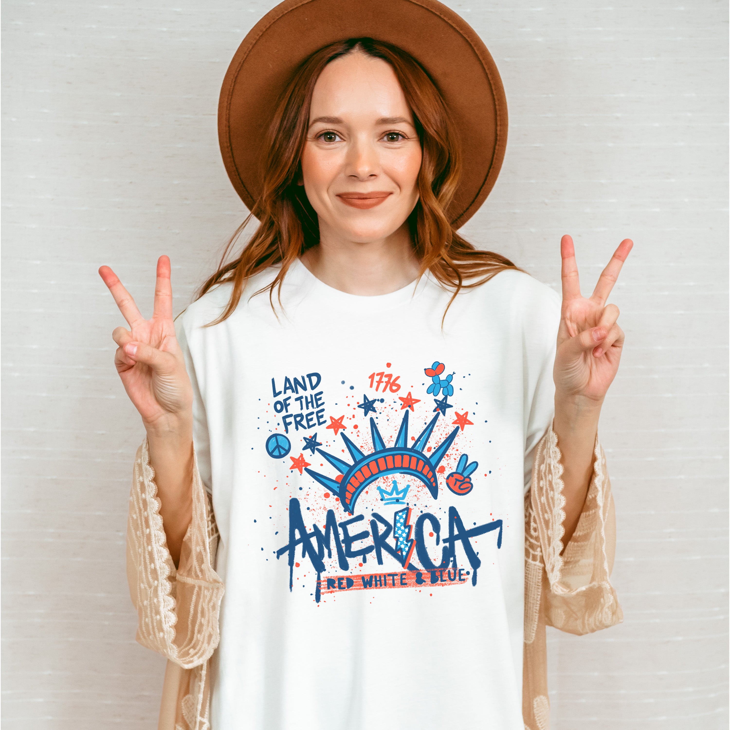 Land Of The Free America Red White &amp; Blue - 4th Of July Unisex Crewneck T-Shirt Sweatshirt Hoodie