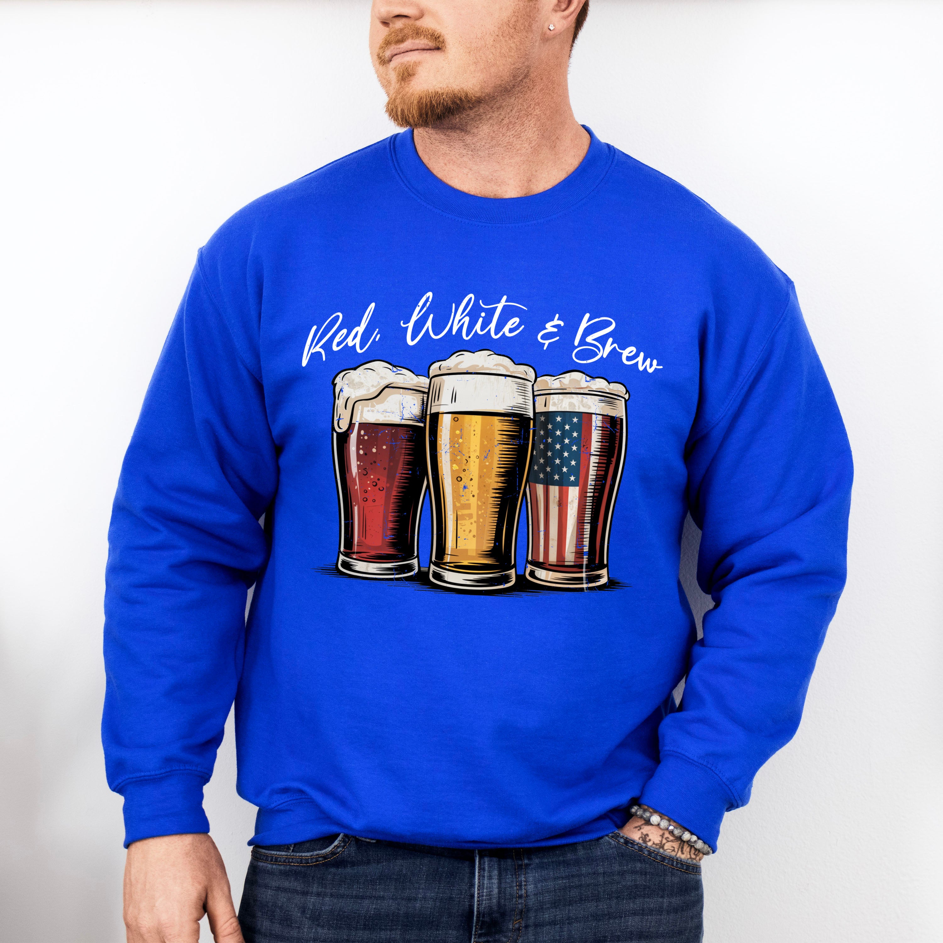 Red White &amp; Brew - 4th Of July Unisex Crewneck T-Shirt Sweatshirt Hoodie