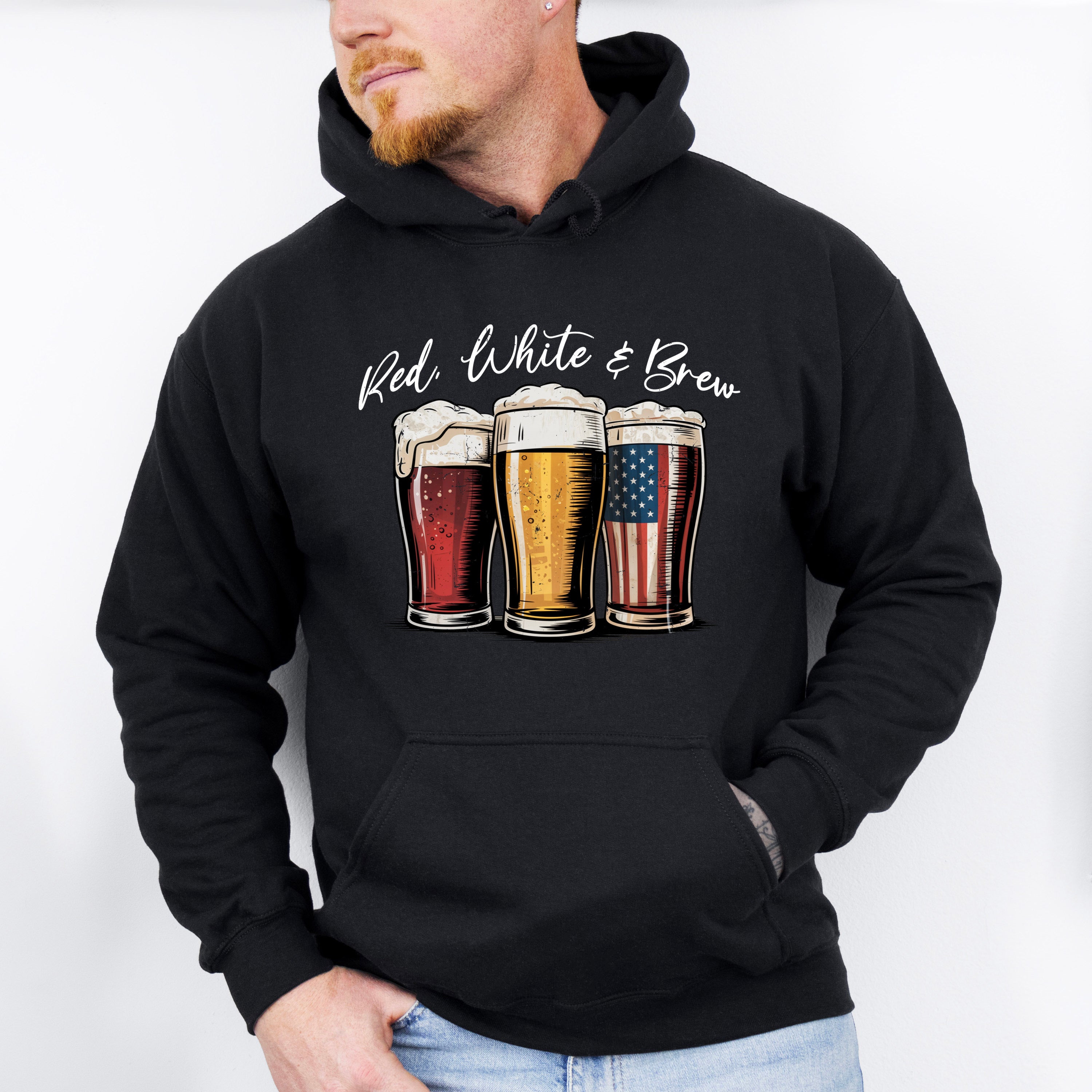 Red White &amp; Brew - 4th Of July Unisex Crewneck T-Shirt Sweatshirt Hoodie