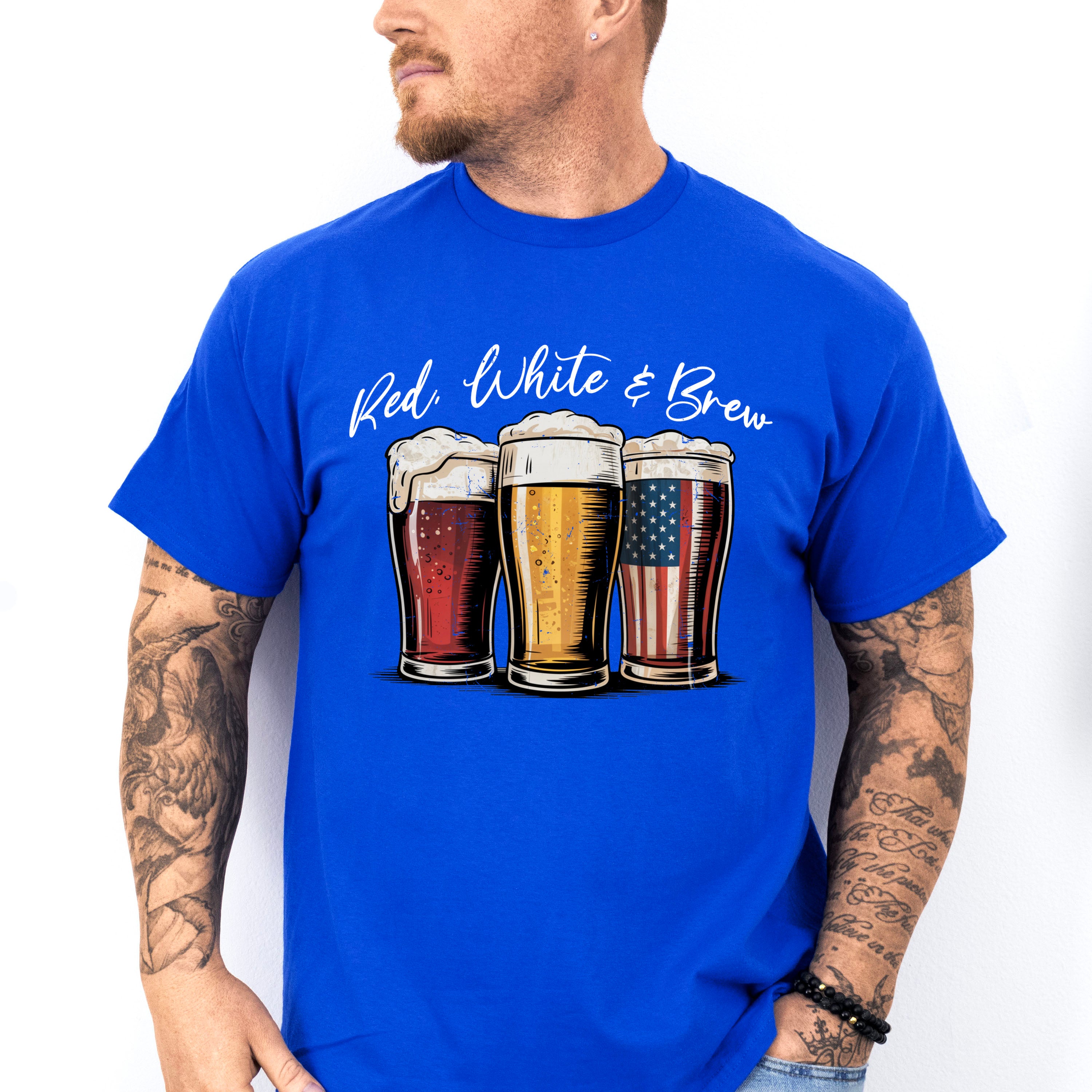 Red White &amp; Brew - 4th Of July Unisex Crewneck T-Shirt Sweatshirt Hoodie