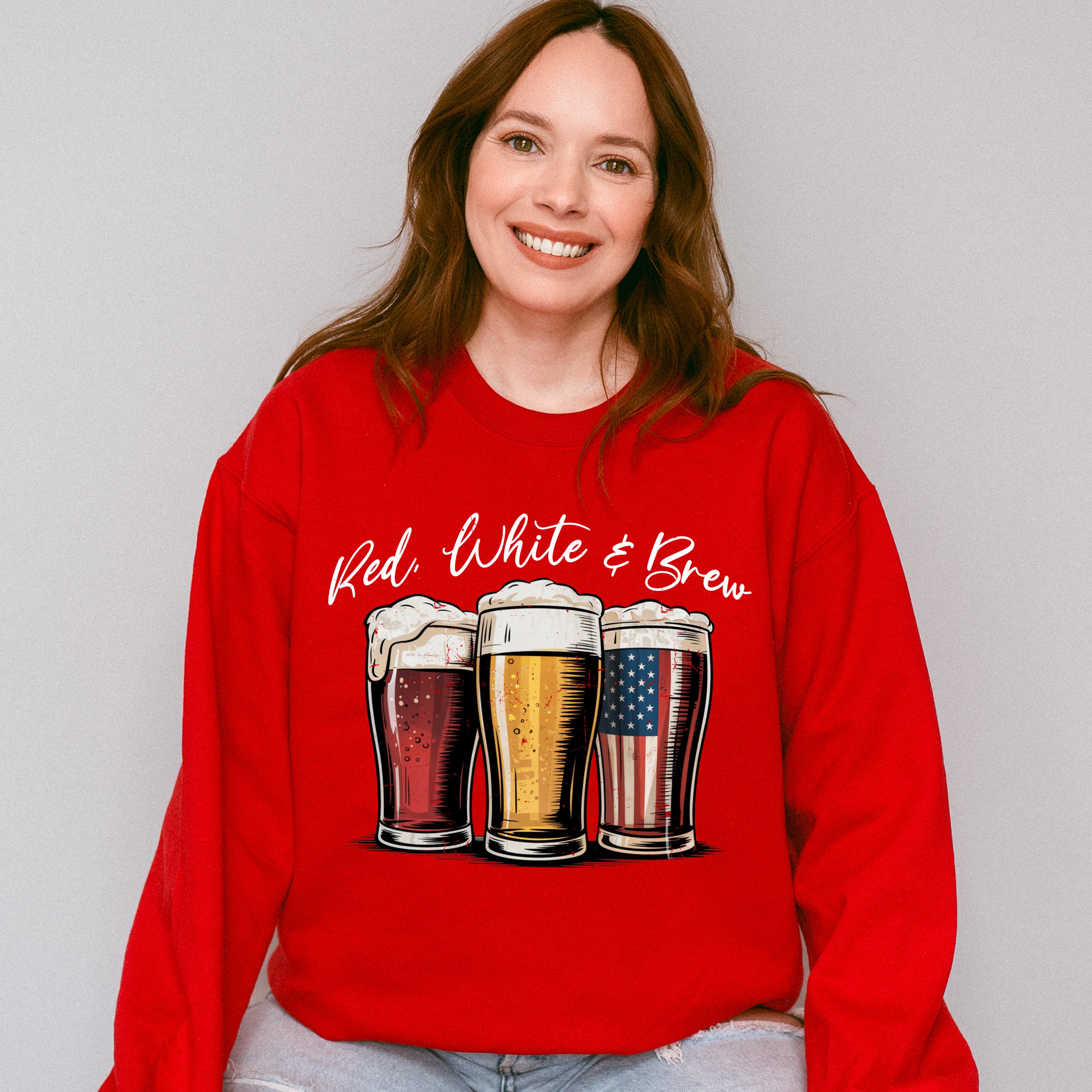 Red White &amp; Brew - 4th Of July Unisex Crewneck T-Shirt Sweatshirt Hoodie