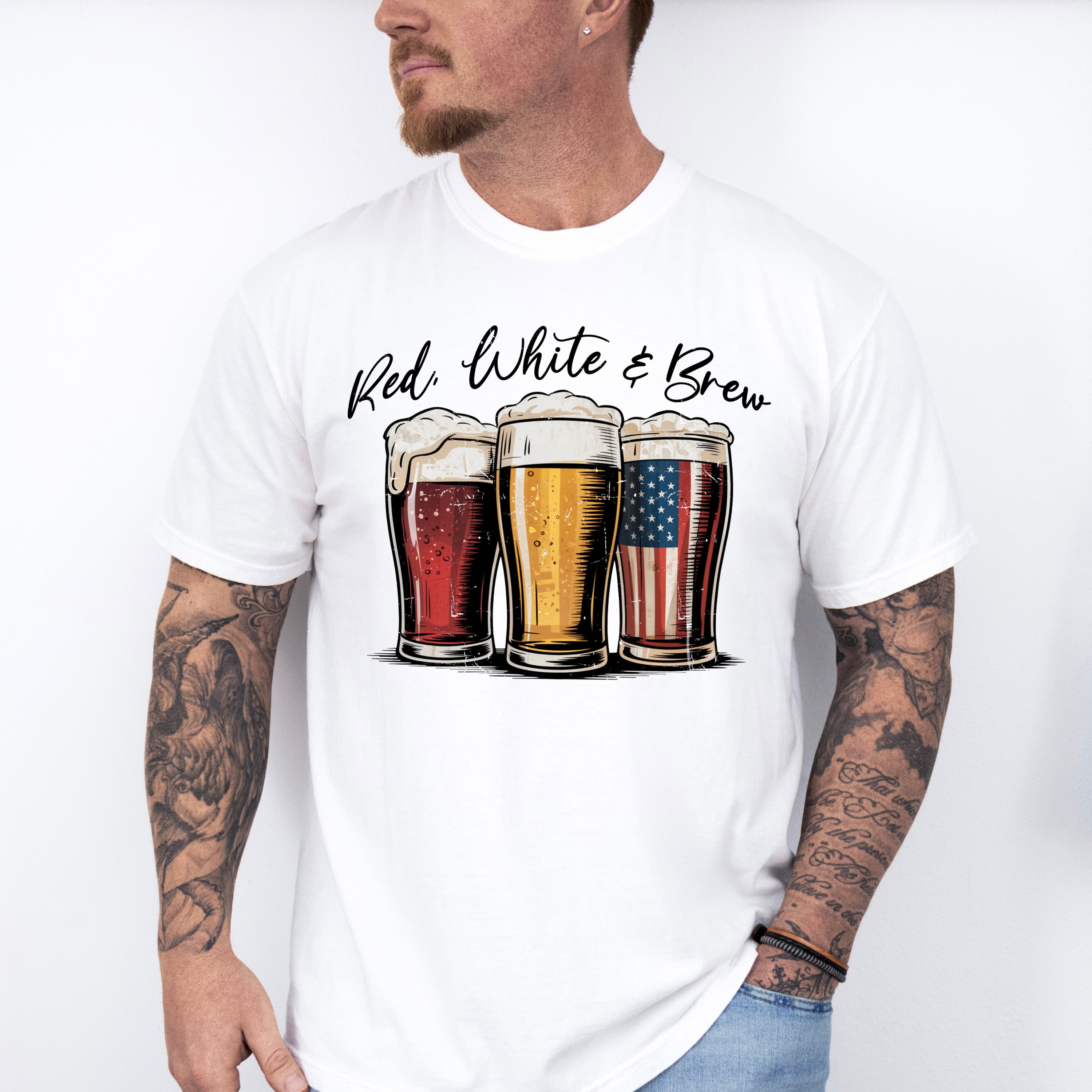 Red White &amp; Brew - 4th Of July Unisex Crewneck T-Shirt Sweatshirt Hoodie