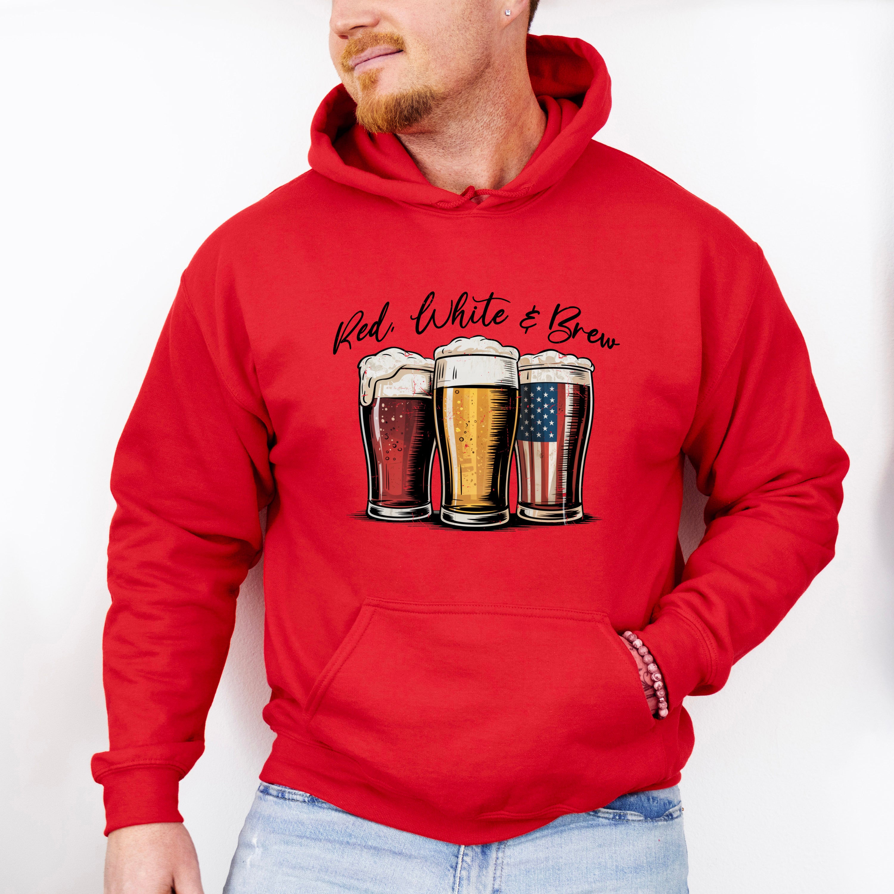Red White &amp; Brew - 4th Of July Unisex Crewneck T-Shirt Sweatshirt Hoodie