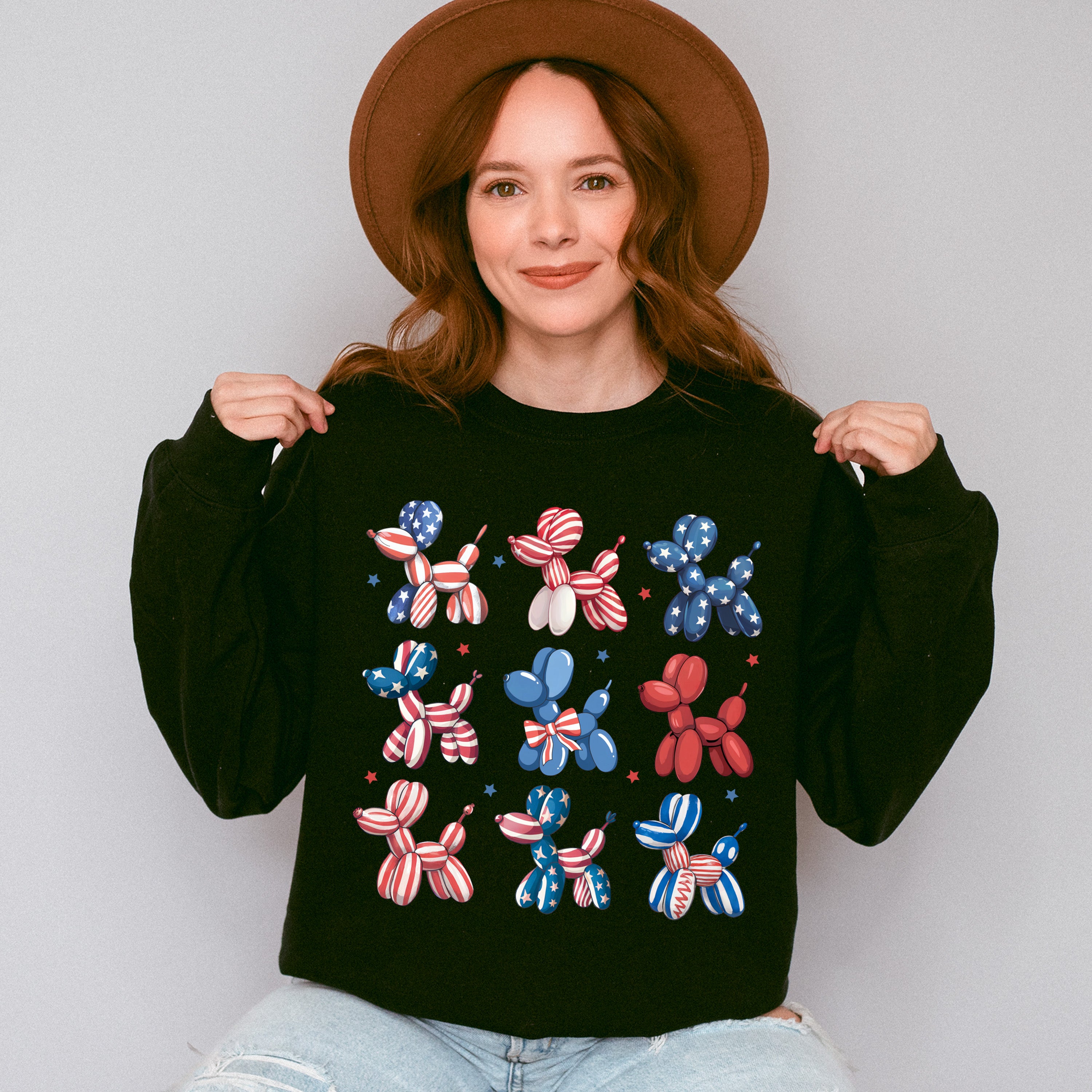 Dog Balloons - 4th Of July Unisex Crewneck T-Shirt Sweatshirt Hoodie