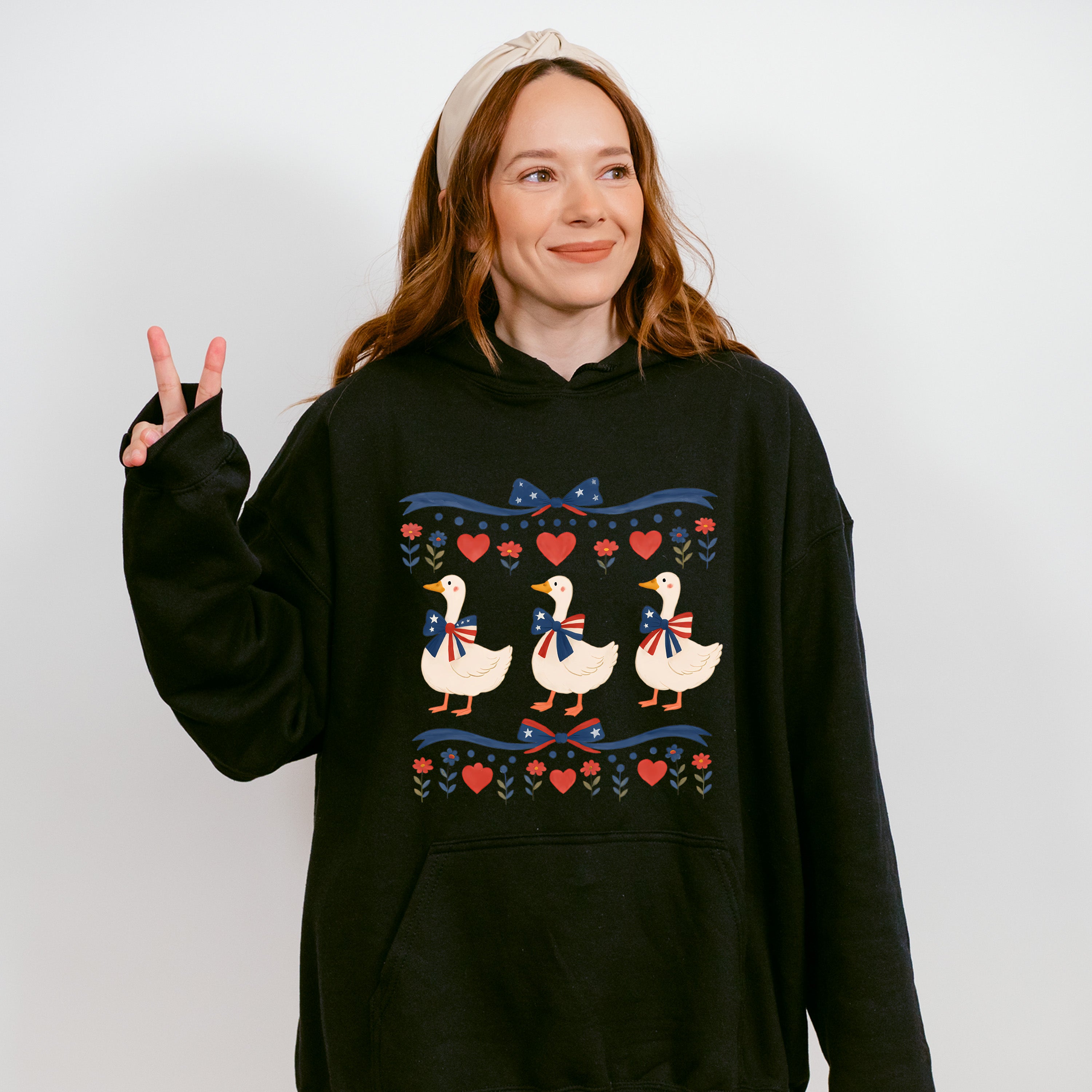 Geese Flowers - 4th Of July Unisex Crewneck T-Shirt Sweatshirt Hoodie