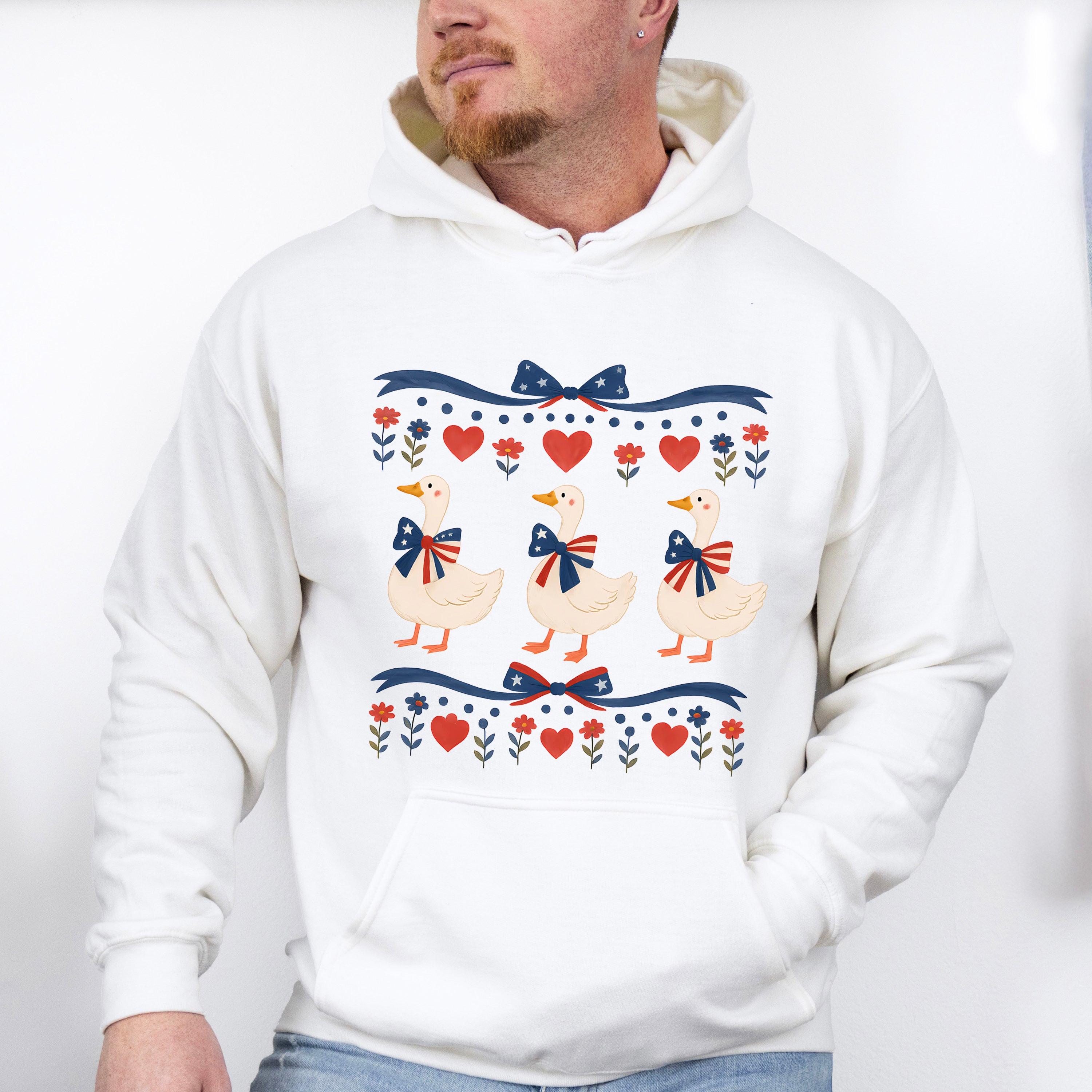 Geese Flowers - 4th Of July Unisex Crewneck T-Shirt Sweatshirt Hoodie