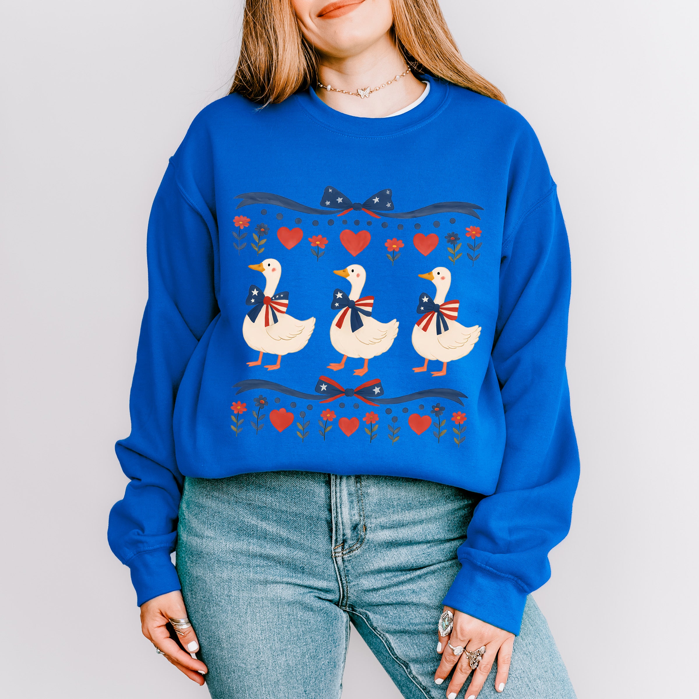 Geese Flowers - 4th Of July Unisex Crewneck T-Shirt Sweatshirt Hoodie