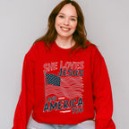She Loves Jesus And America Too US Flag - 4th Of July Unisex Crewneck T-Shirt Sweatshirt Hoodie