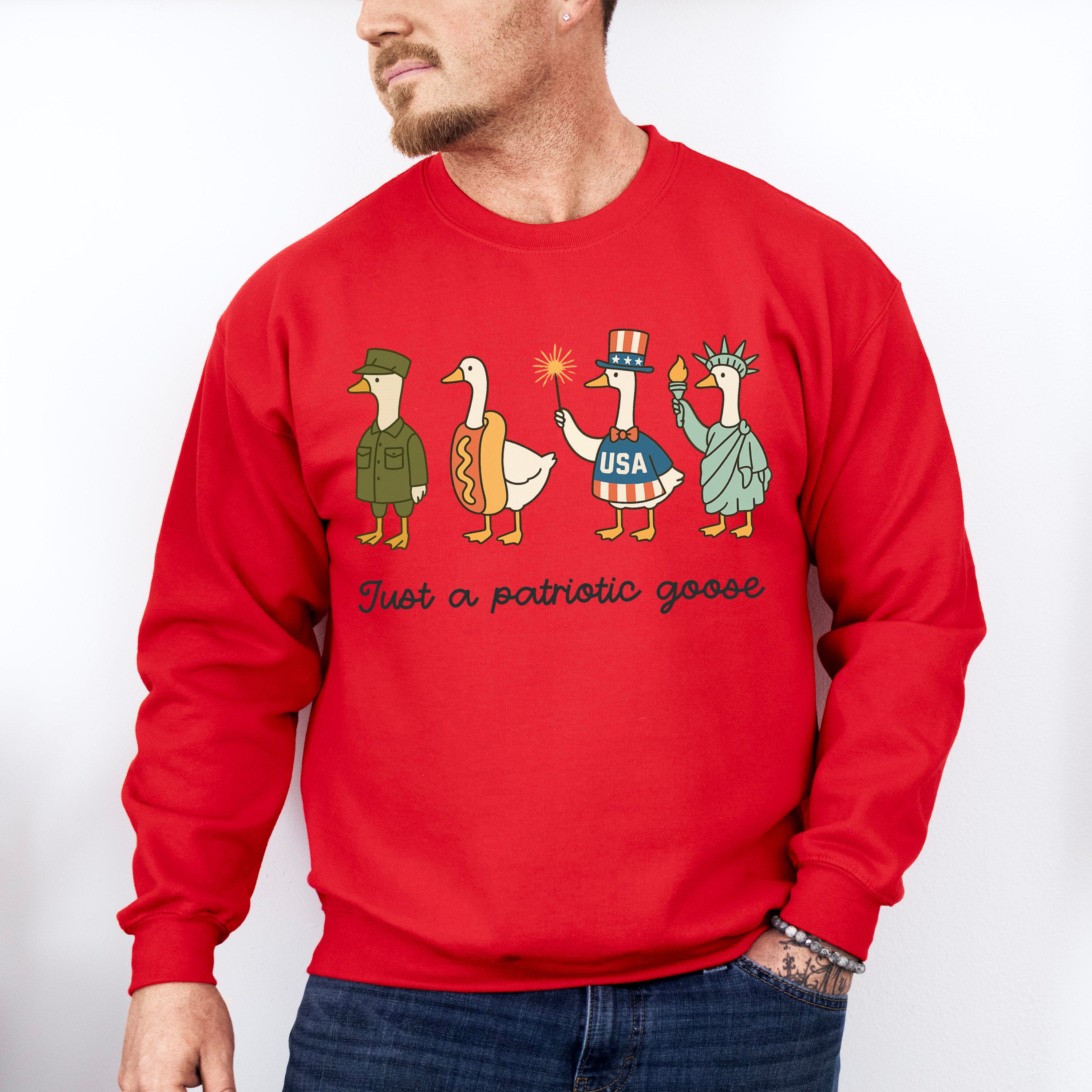 Just A Patriotic Goose - 4th Of July Unisex Crewneck T-Shirt Sweatshirt Hoodie