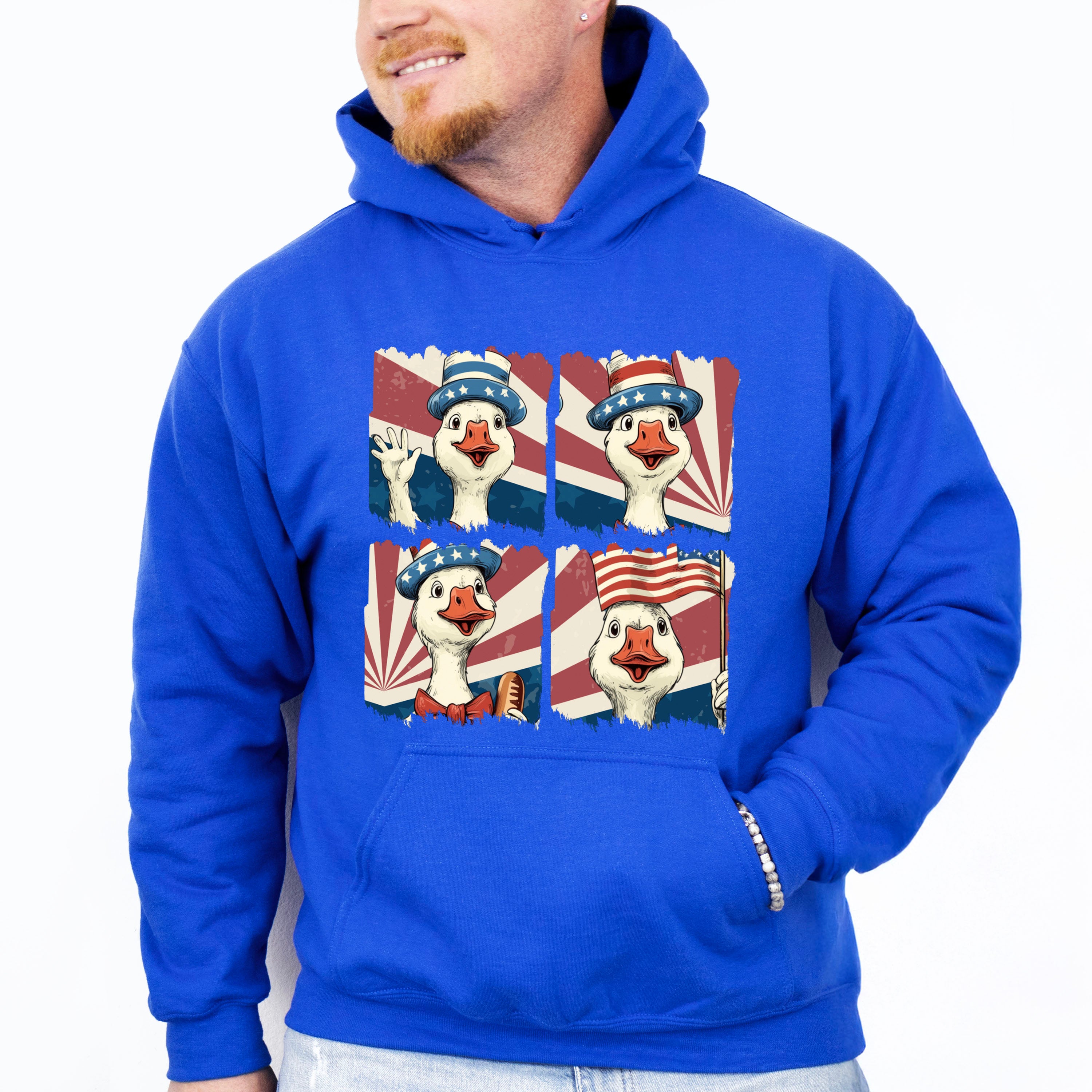 Happy Goose US Flag - 4th Of July Unisex Crewneck T-Shirt Sweatshirt Hoodie