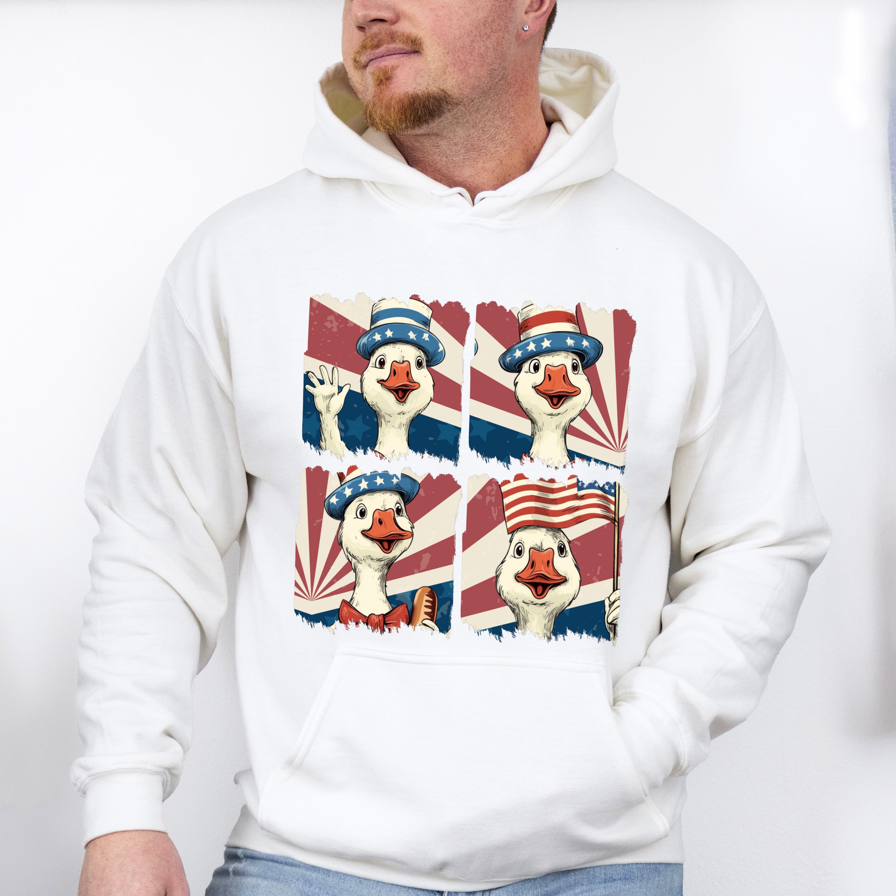 Happy Goose US Flag - 4th Of July Unisex Crewneck T-Shirt Sweatshirt Hoodie