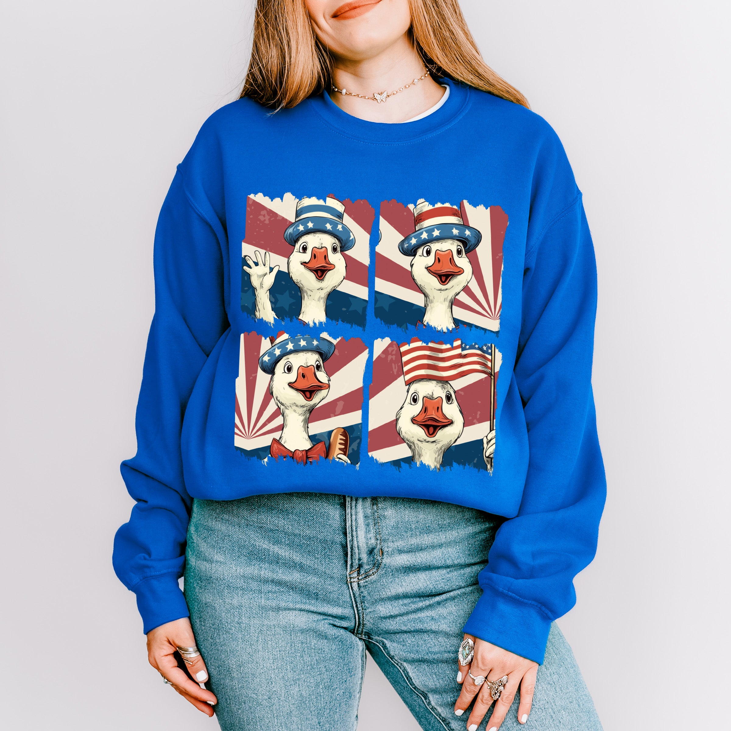 Happy Goose US Flag - 4th Of July Unisex Crewneck T-Shirt Sweatshirt Hoodie