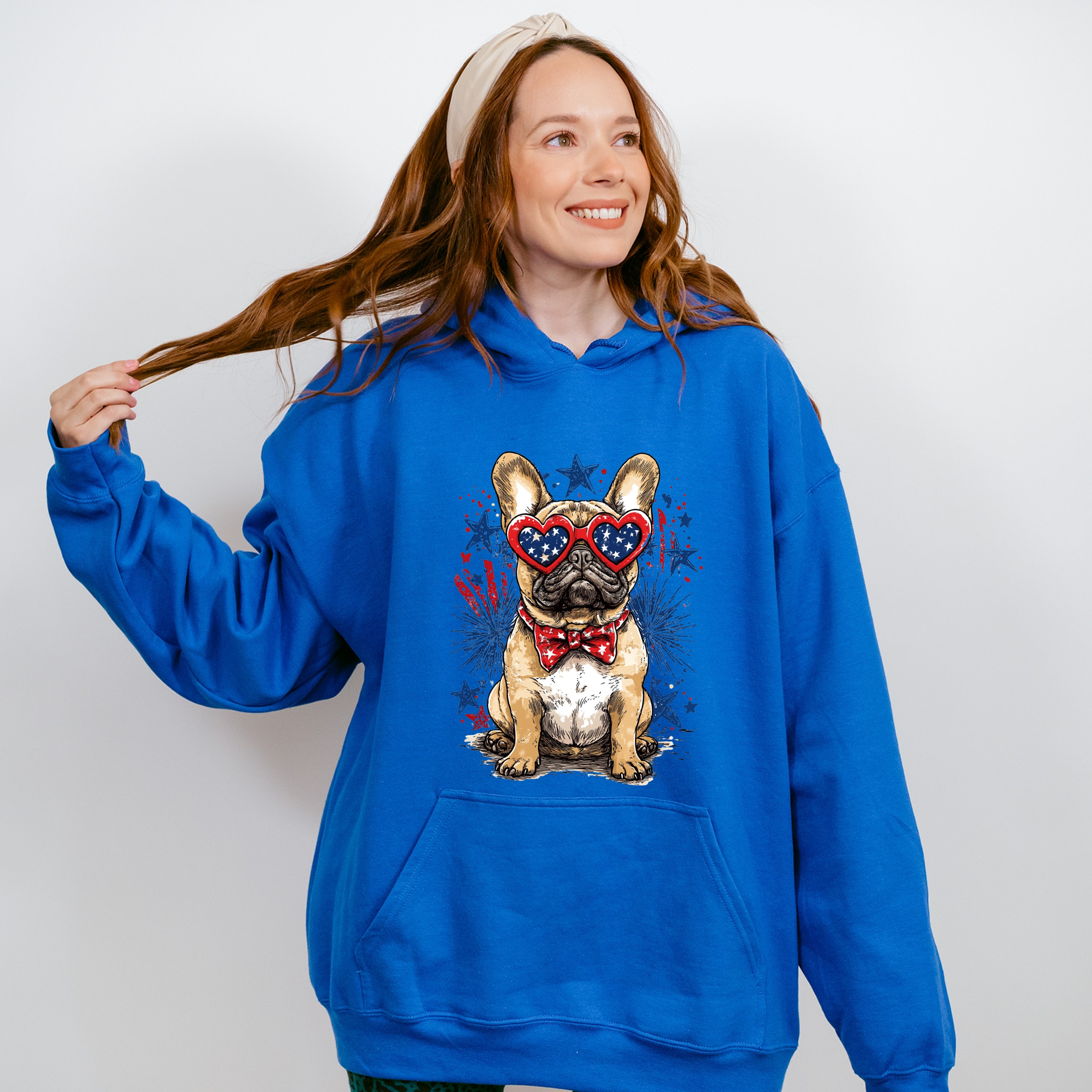 Bulldog And Fireworks - 4th Of July Unisex Crewneck T-Shirt Sweatshirt Hoodie