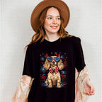 Spaniel And Fireworks - 4th Of July Unisex Crewneck T-Shirt Sweatshirt Hoodie