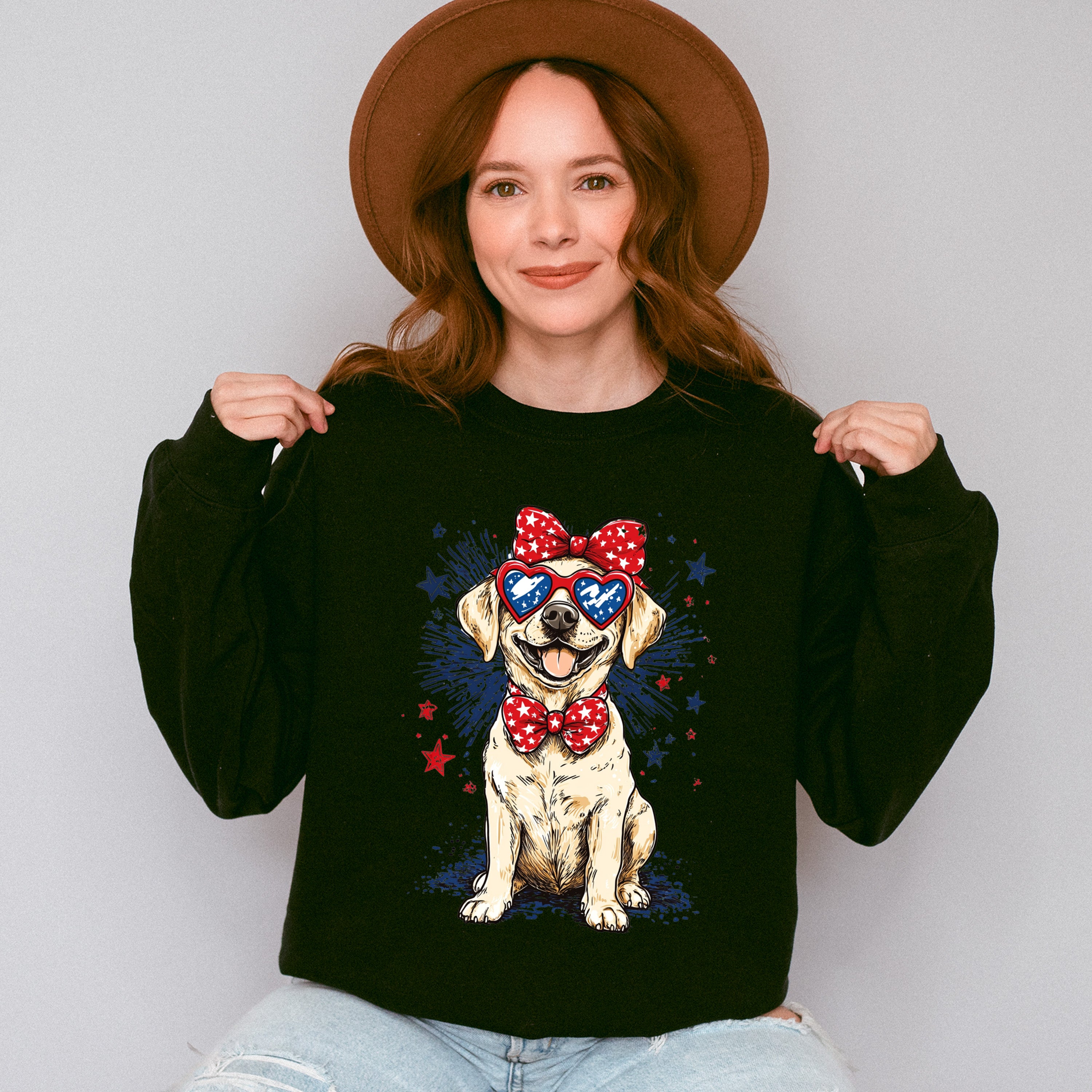 Dog And Fireworks - 4th Of July Unisex Crewneck T-Shirt Sweatshirt Hoodie