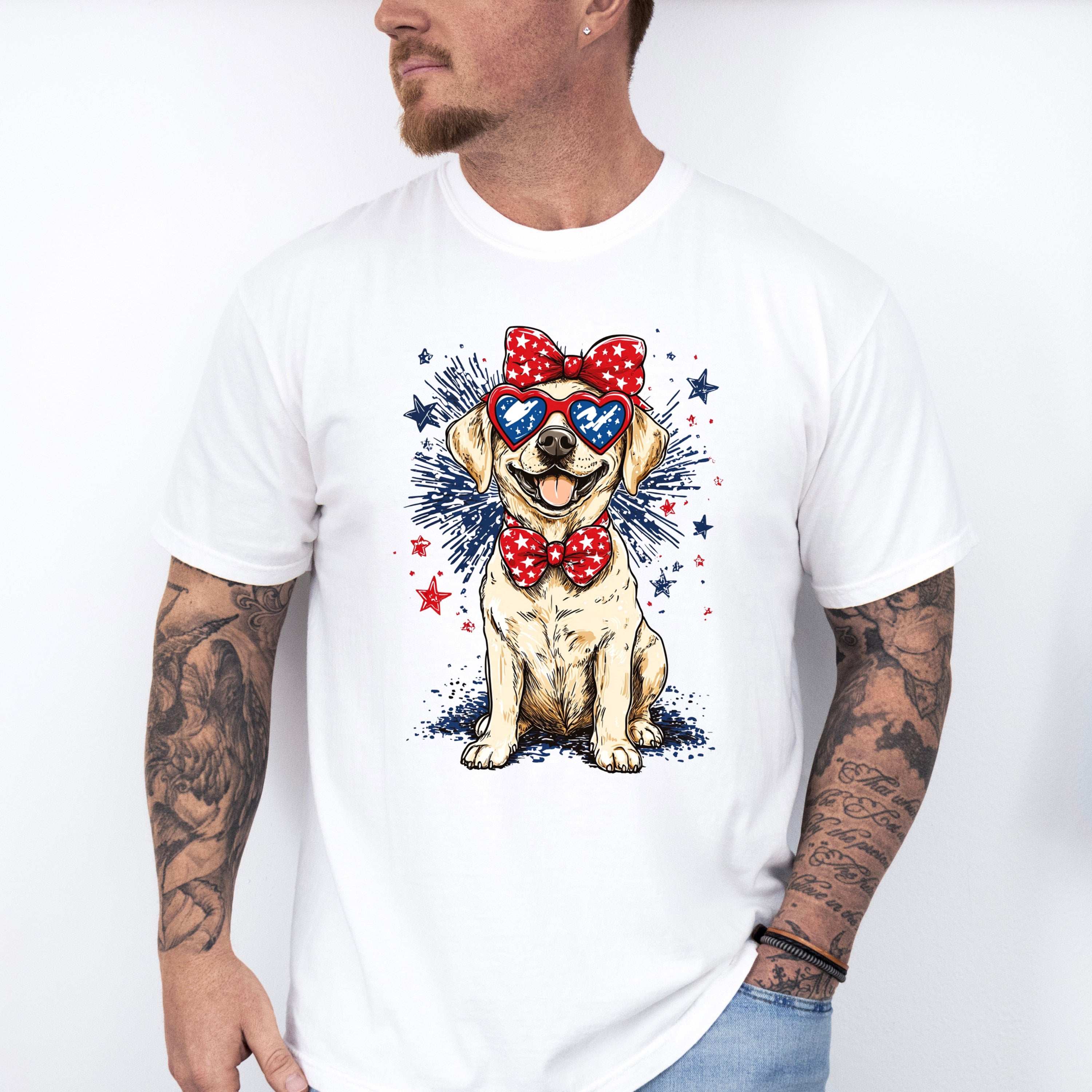 Dog And Fireworks - 4th Of July Unisex Crewneck T-Shirt Sweatshirt Hoodie