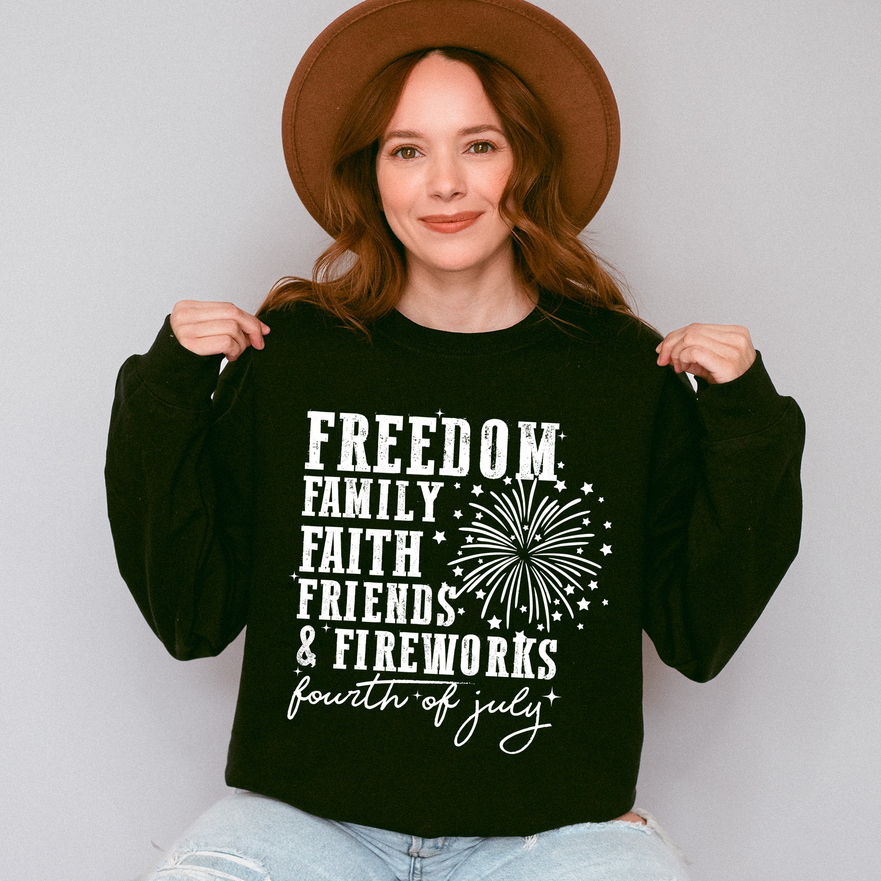Freedom Family Faith Friends &amp; Fireworks - 4th Of July Unisex Crewneck T-Shirt Sweatshirt Hoodie