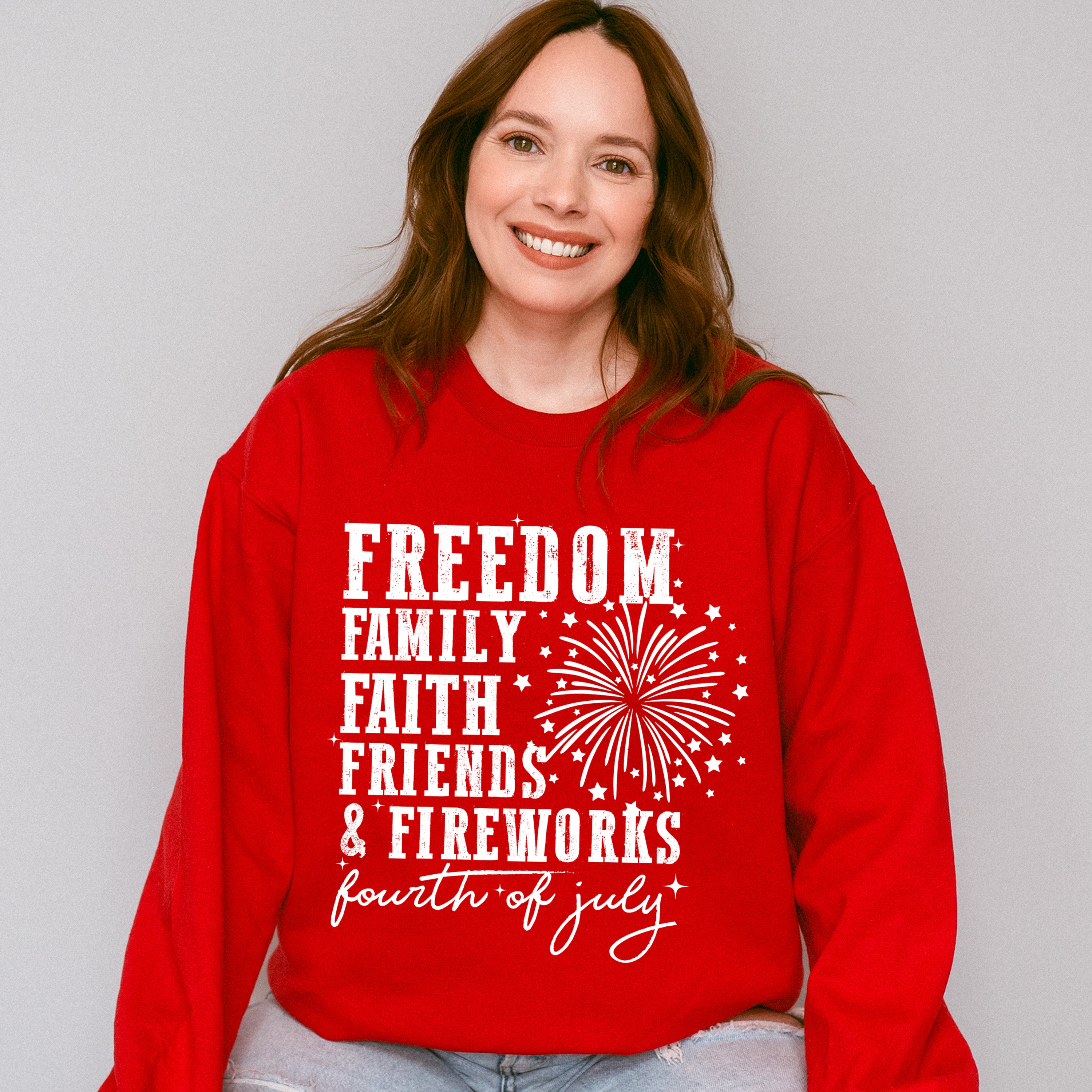 Freedom Family Faith Friends &amp; Fireworks - 4th Of July Unisex Crewneck T-Shirt Sweatshirt Hoodie