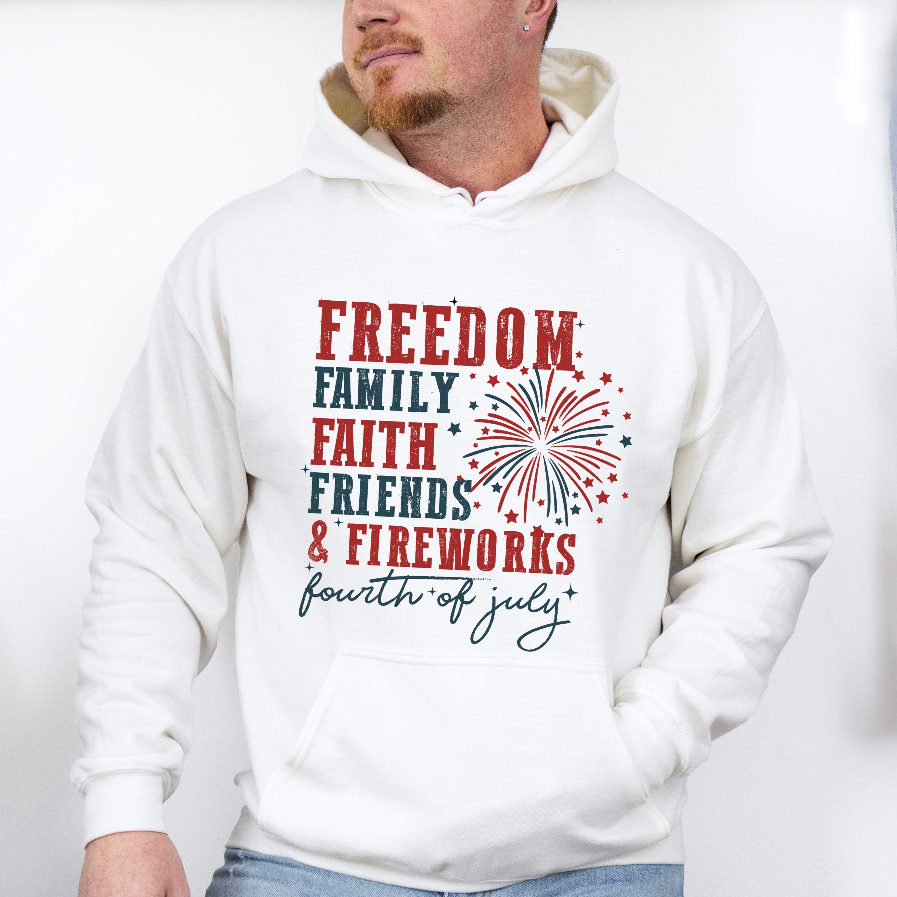 Freedom Family Faith Friends &amp; Fireworks - 4th Of July Unisex Crewneck T-Shirt Sweatshirt Hoodie