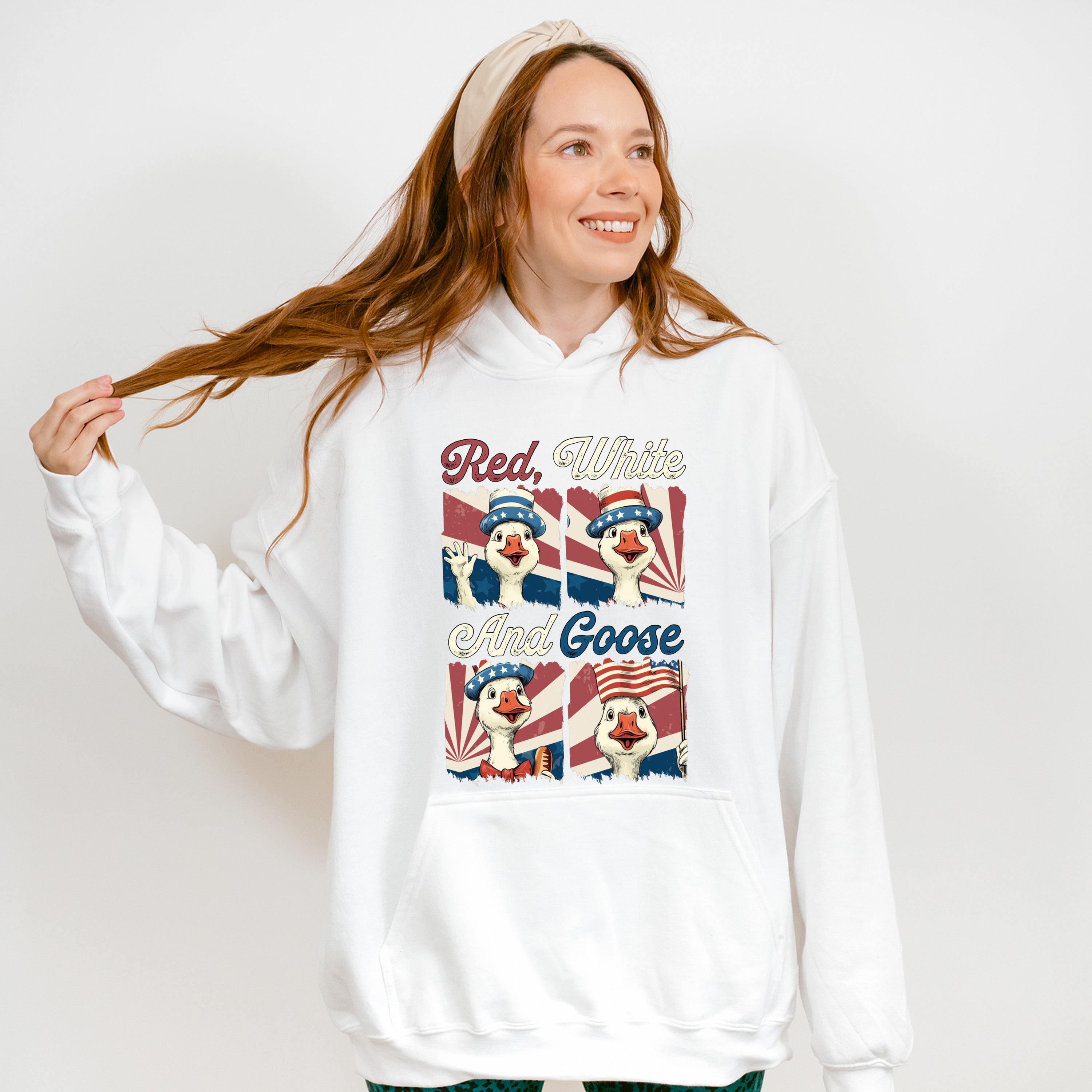 Red White And Goose Collage - 4th Of July Unisex Crewneck T-Shirt Sweatshirt Hoodie