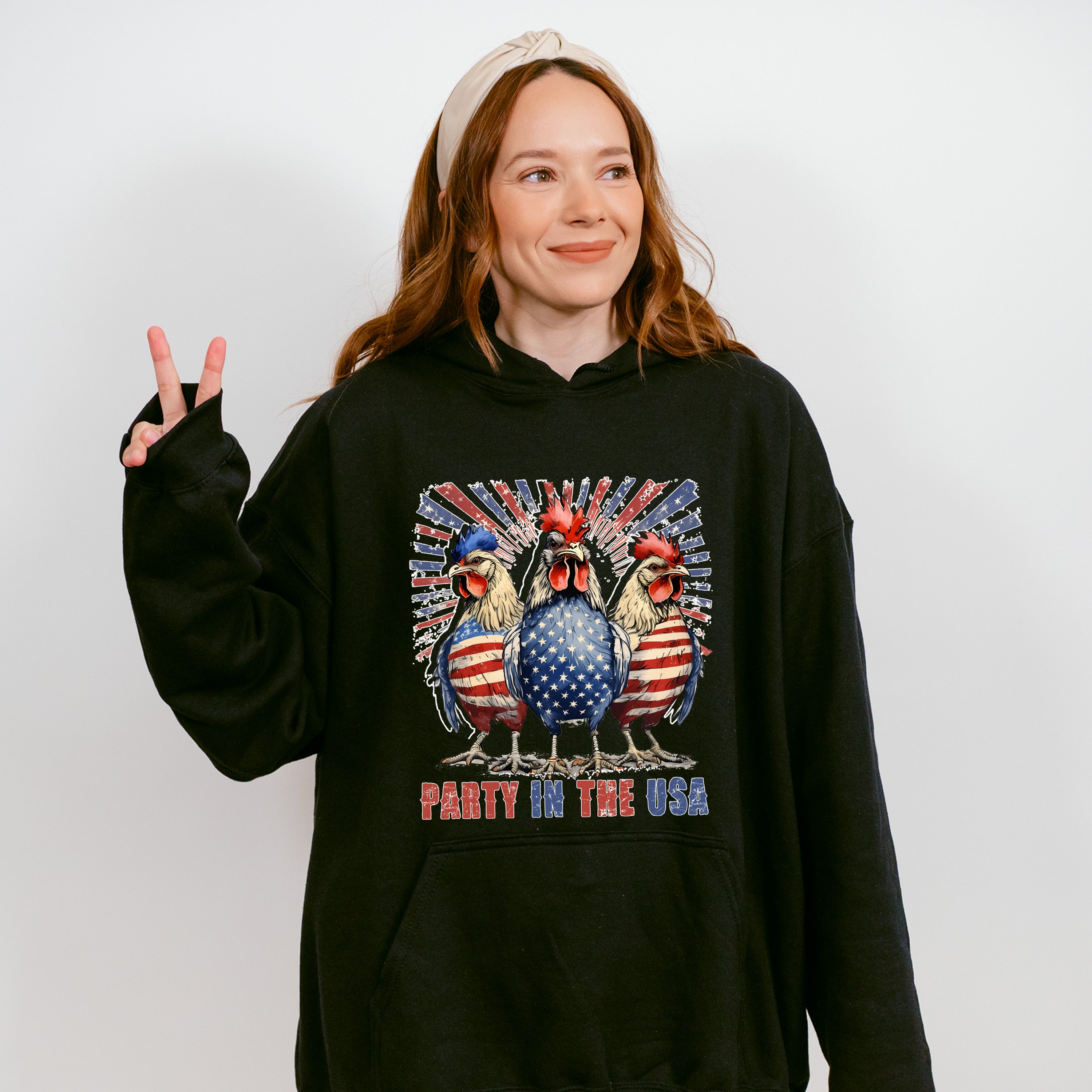 Party In The USA Roosters - 4th Of July Unisex Crewneck T-Shirt Sweatshirt Hoodie