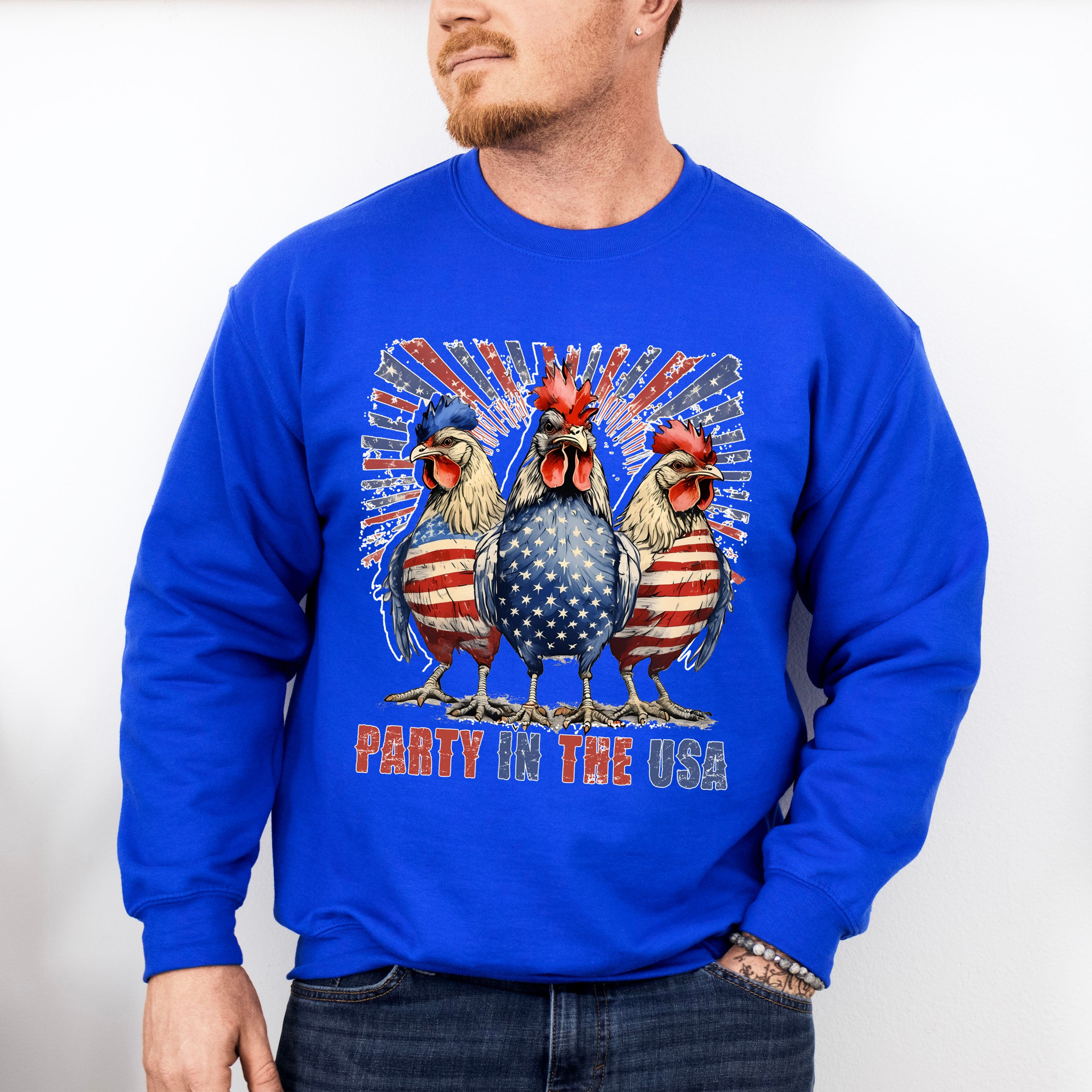 Party In The USA Roosters - 4th Of July Unisex Crewneck T-Shirt Sweatshirt Hoodie