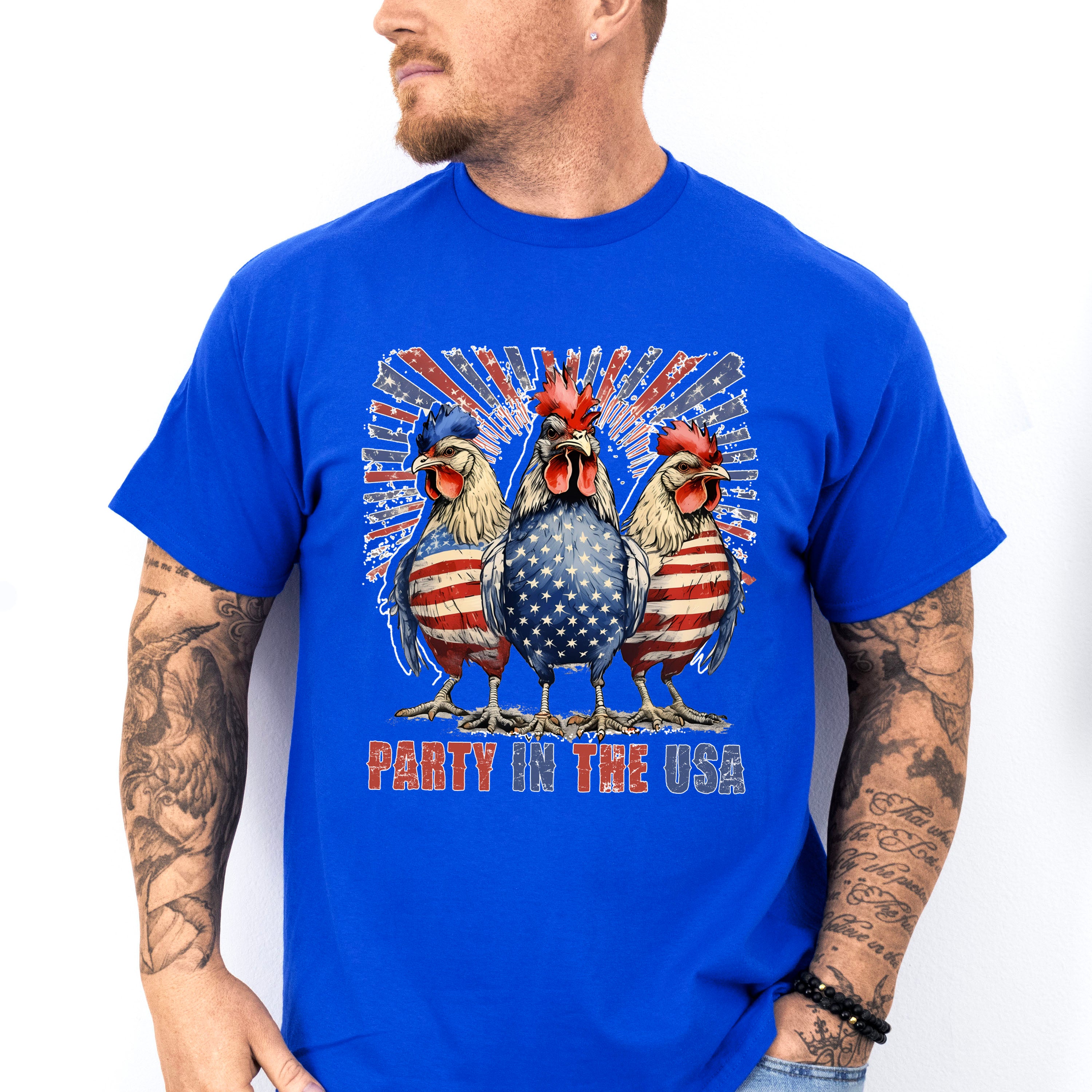 Party In The USA Roosters - 4th Of July Unisex Crewneck T-Shirt Sweatshirt Hoodie