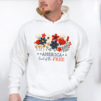 America Land Of The Free Flowers Design - 4th Of July Unisex Crewneck T-Shirt Sweatshirt Hoodie
